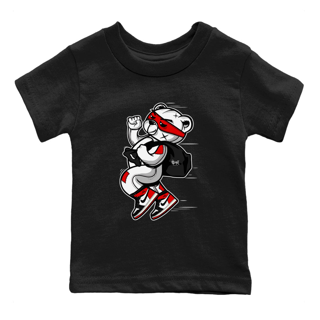 Thief Bear snkmatch Tees Kids - Air Jordan 1 Black Toe Reimagined