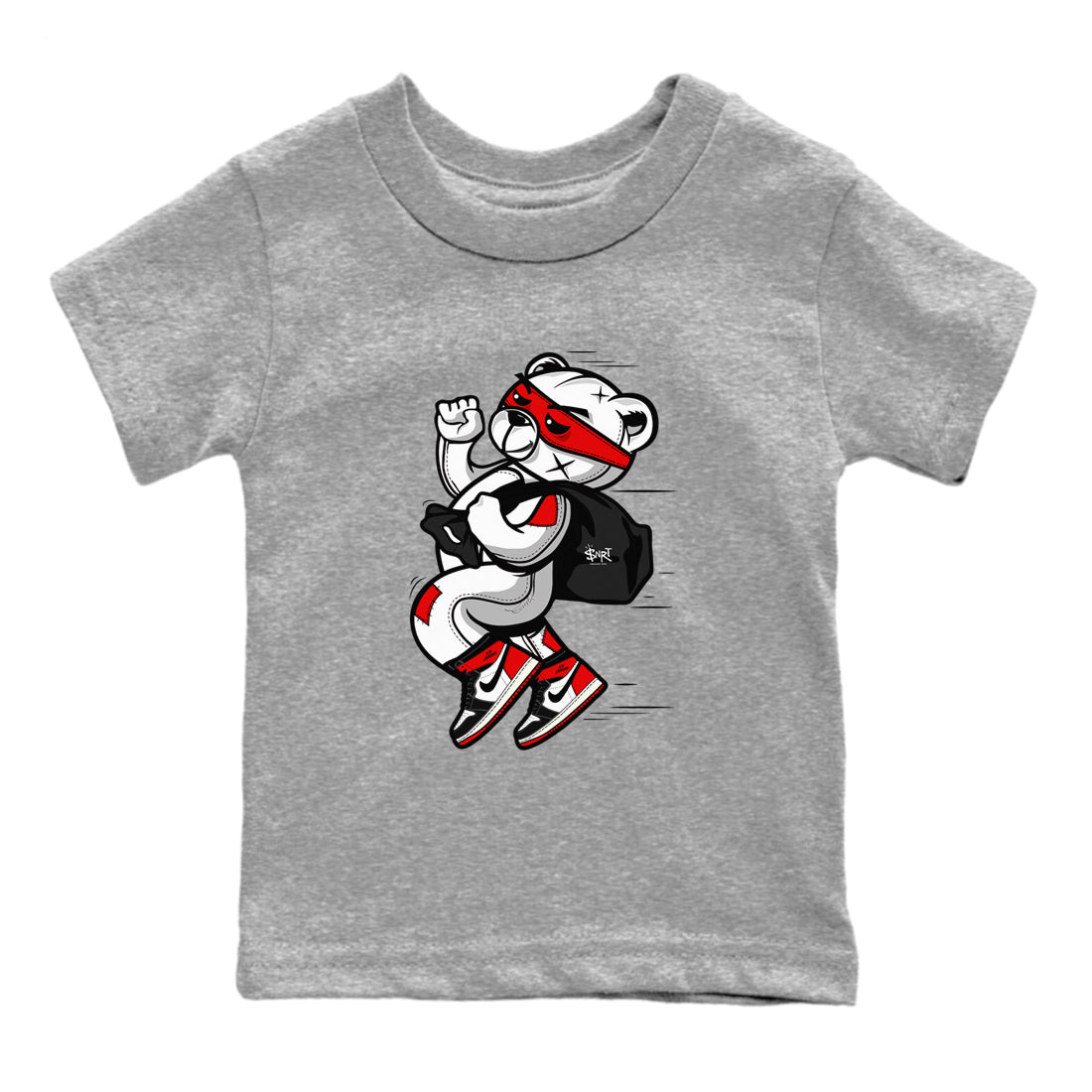 Thief Bear snkmatch Tees Kids - Air Jordan 1 Black Toe Reimagined