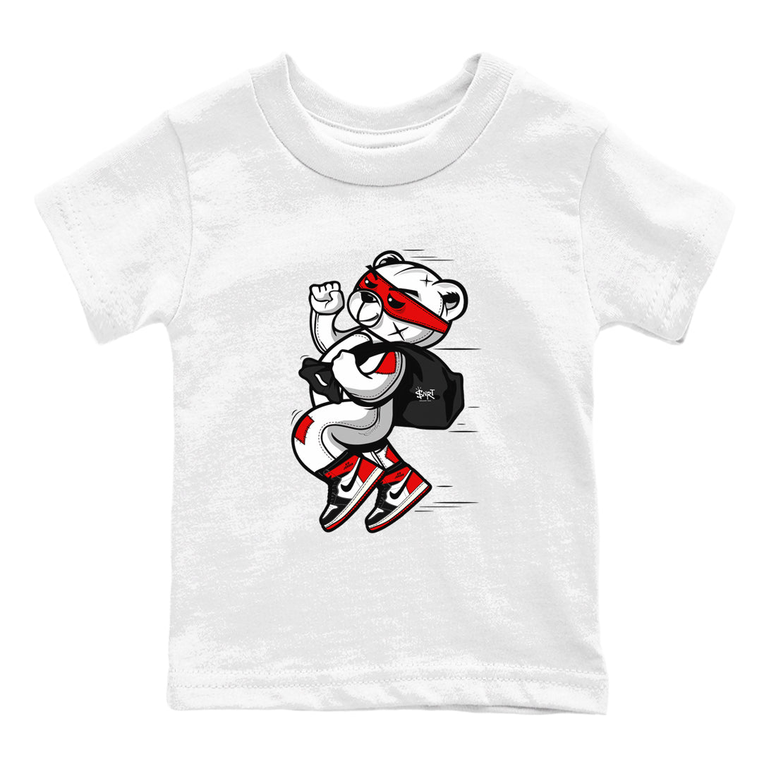 Thief Bear snkmatch Tees Kids - Air Jordan 1 Black Toe Reimagined