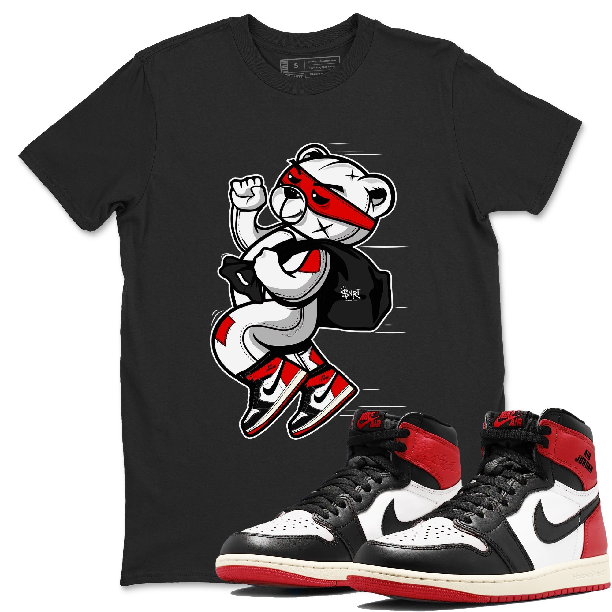 Thief Bear snkmatch Tees - Air Jordan 1 Black Toe Reimagined