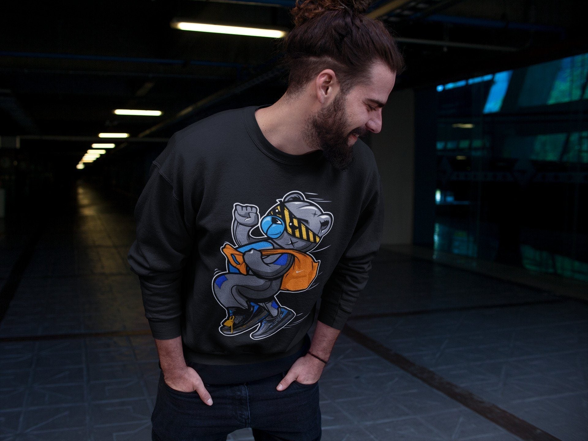 Thief Bear Unisex Tops - Air Jordan 2 OFF-WHITE Black Blue