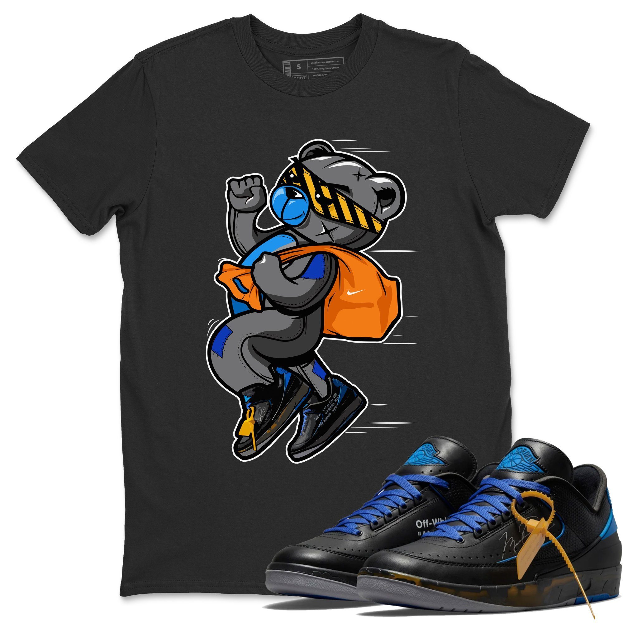 Thief Bear Unisex Tops - Air Jordan 2 OFF-WHITE Black Blue