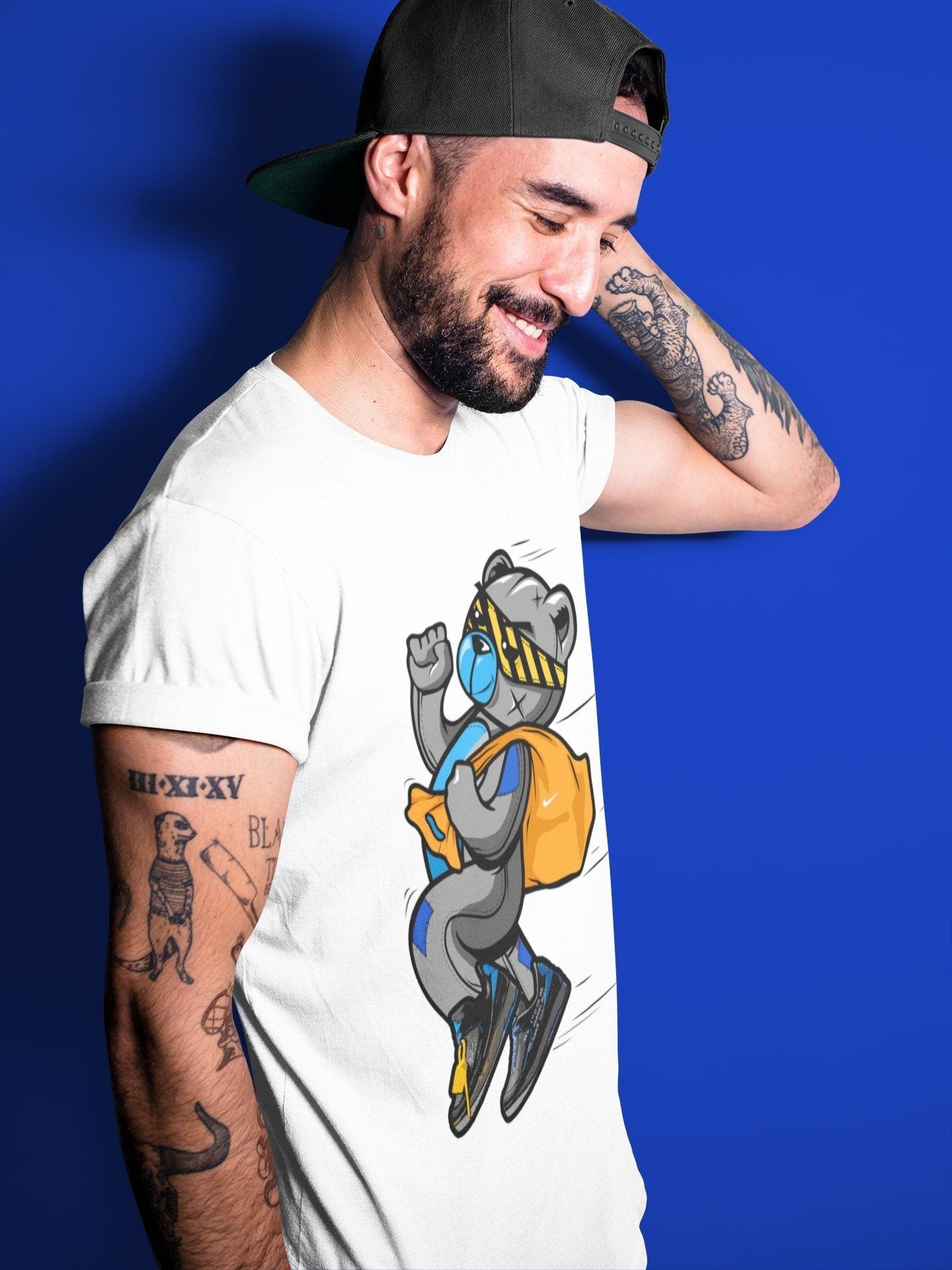 Thief Bear Unisex Tops - Air Jordan 2 OFF-WHITE Black Blue