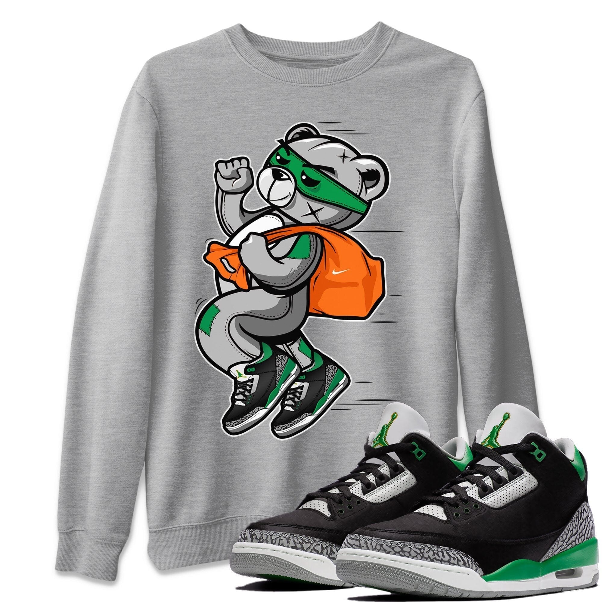 Thief Bear Unisex Tops - Air Jordan 3 Pine Green
