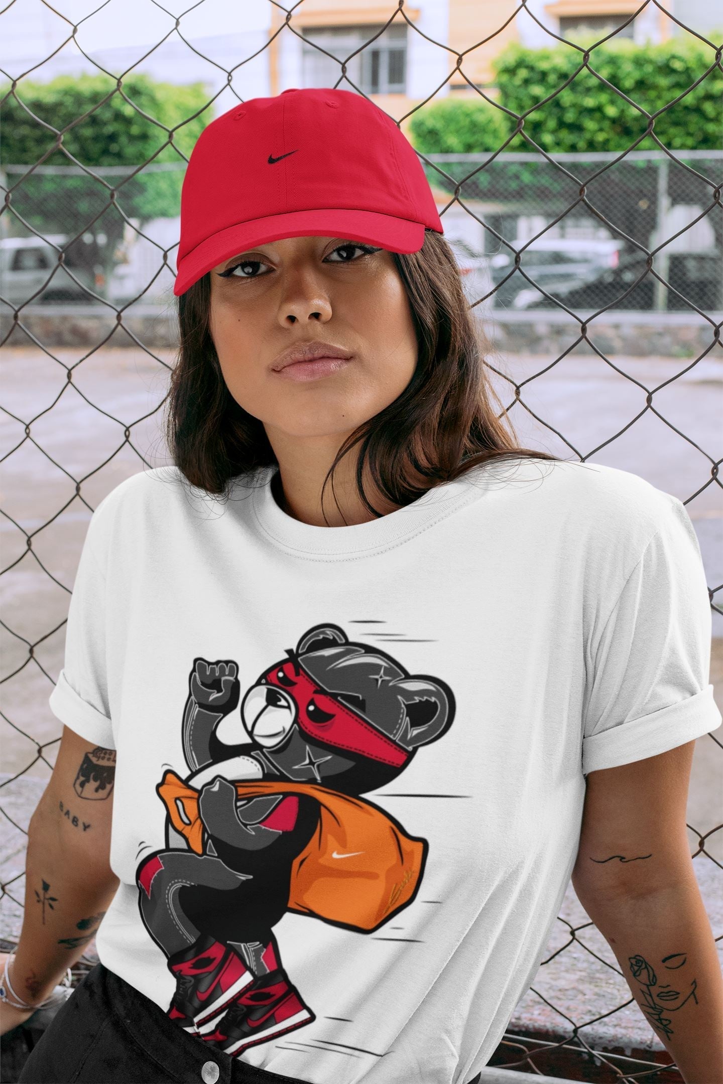 Thief Bear Unisex Tops - Air Jordan 1 Bred Patent