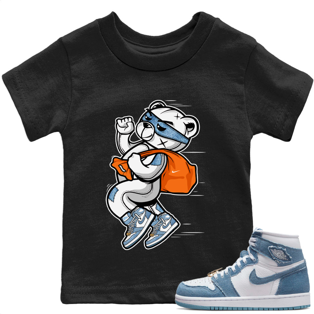 Thief Bear Kids Tops - Air Jordan 1 Denim