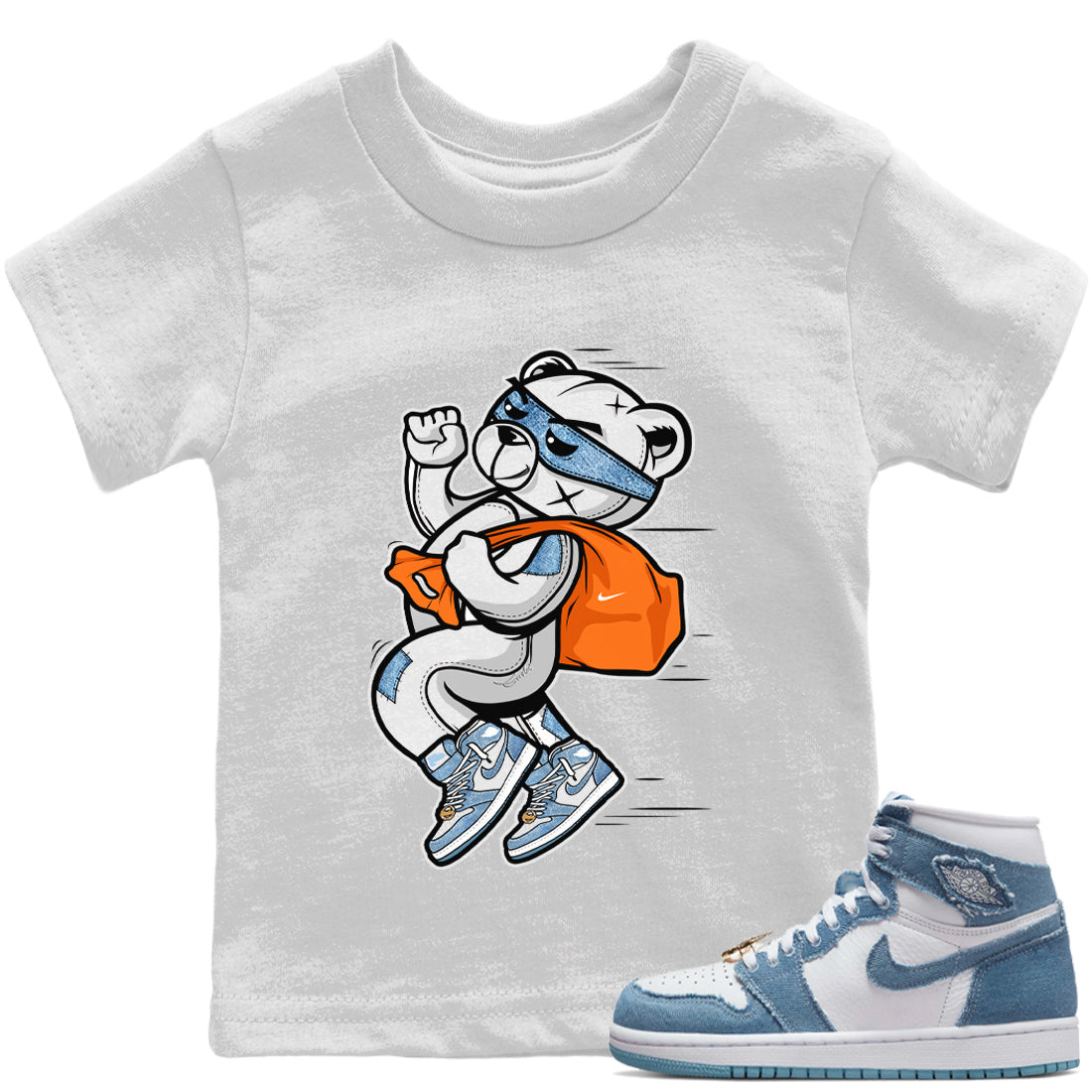 Thief Bear Kids Tops - Air Jordan 1 Denim