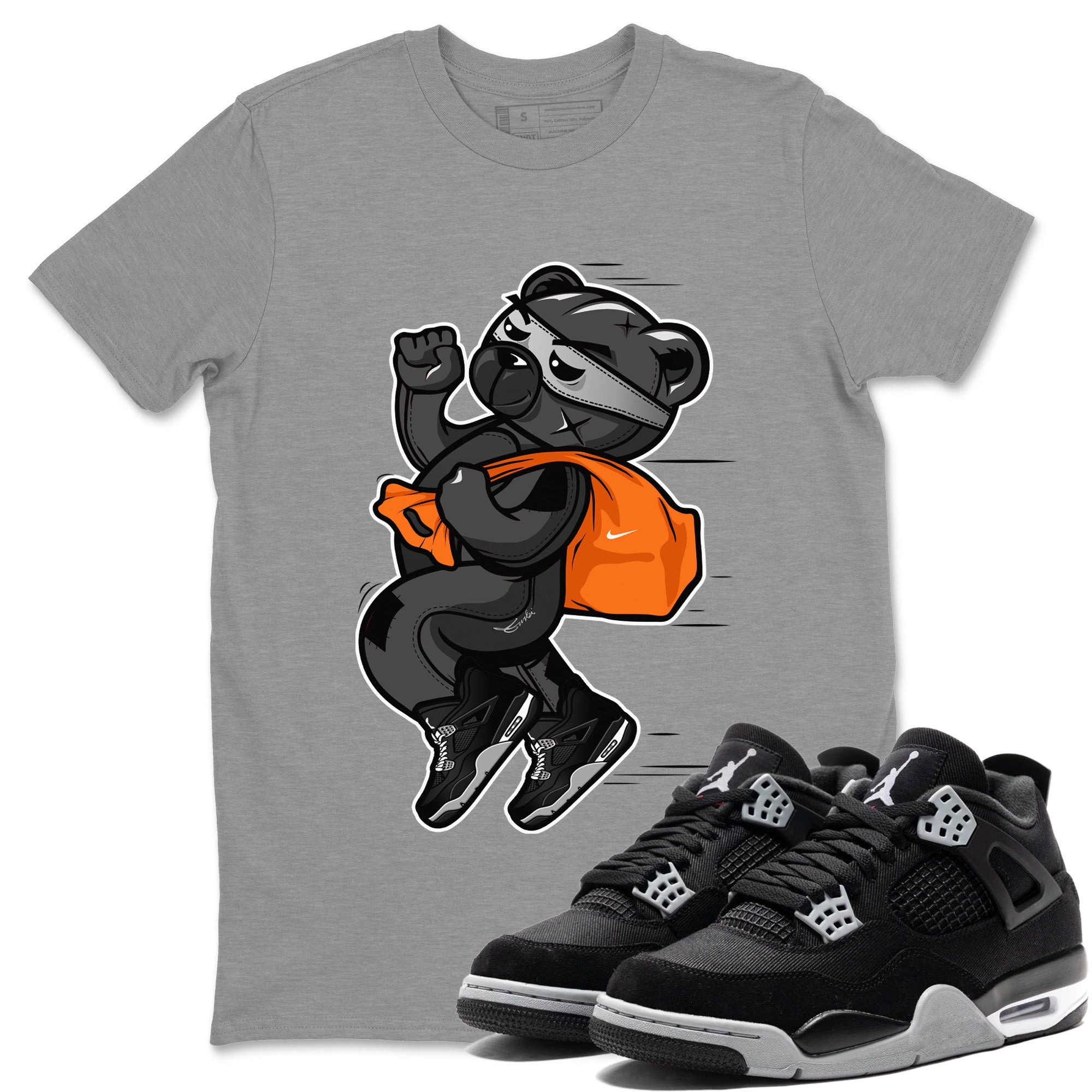 Thief Bear Unisex Tops - Air Jordan 4 Black Canvas