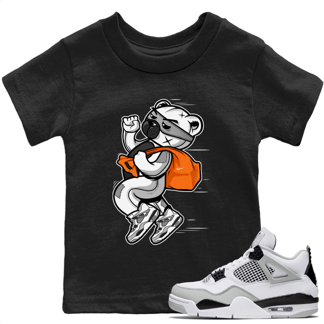 Thief Bear Kids Tops - Air Jordan 4 Military Black