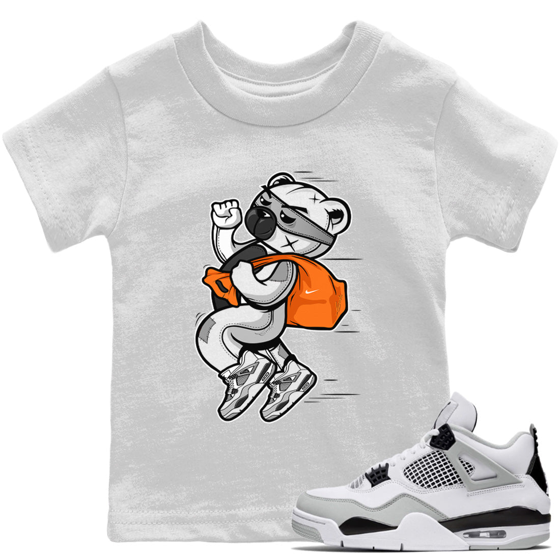Thief Bear Kids Tops - Air Jordan 4 Military Black