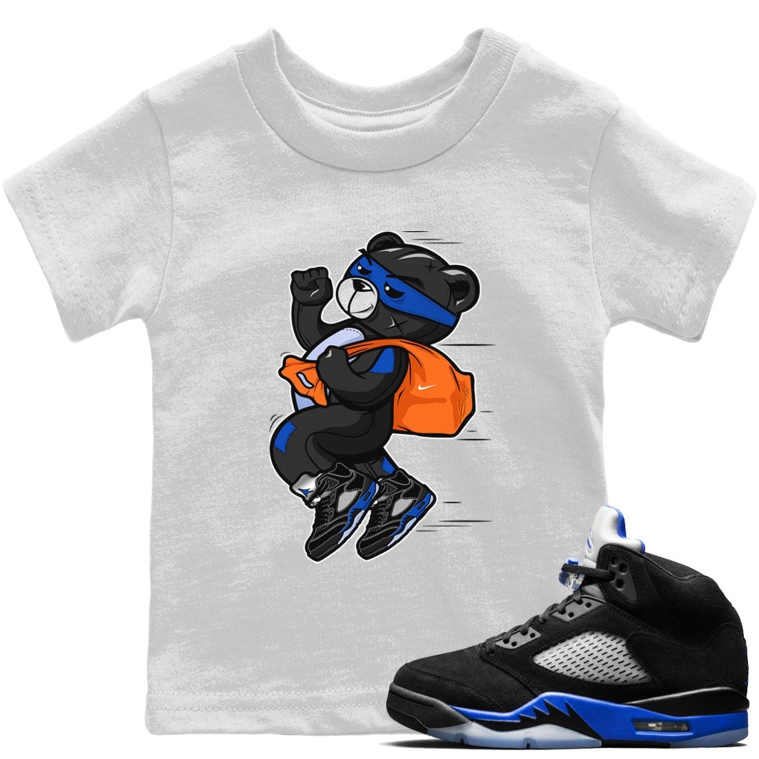 Thief Bear Kids Tops - Air Jordan 5 Racer Blue