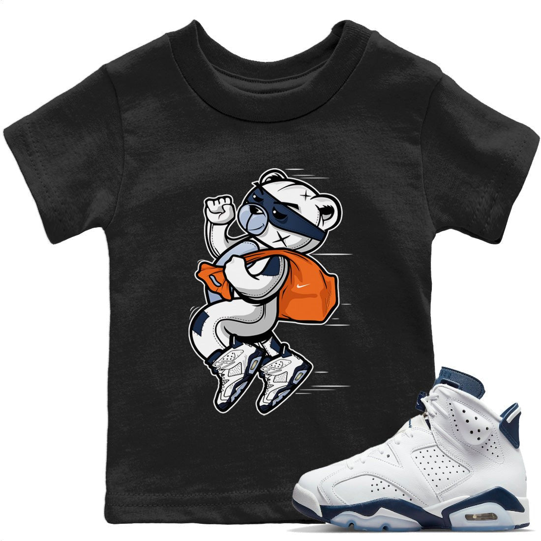Thief Bear Kids Tops - Air Jordan 6 Midnight Navy