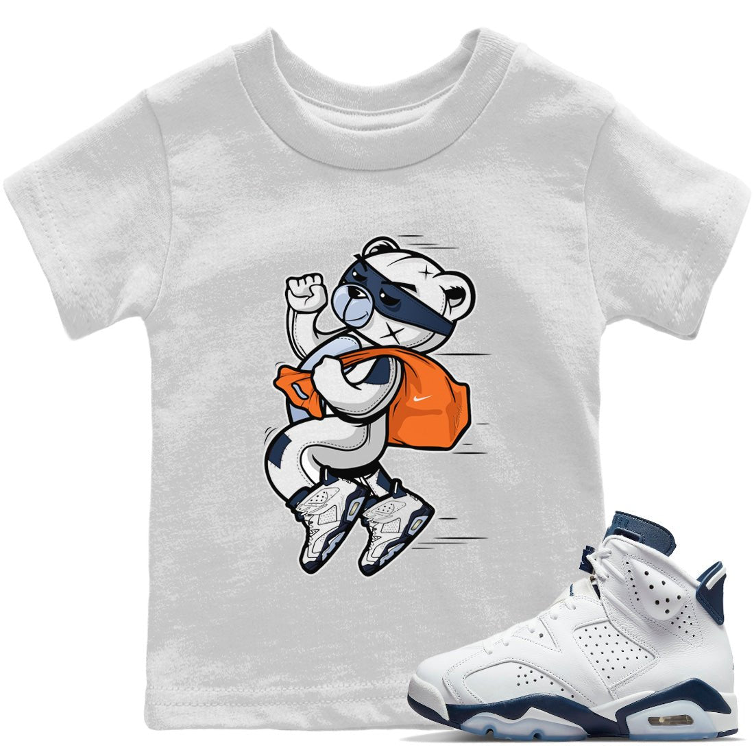 Thief Bear Kids Tops - Air Jordan 6 Midnight Navy