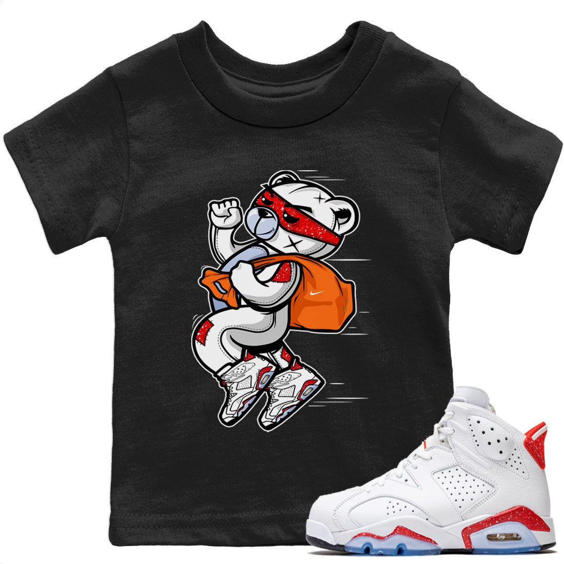 Thief Bear Kids Tops - Air Jordan 6 Red Velvet Cookies