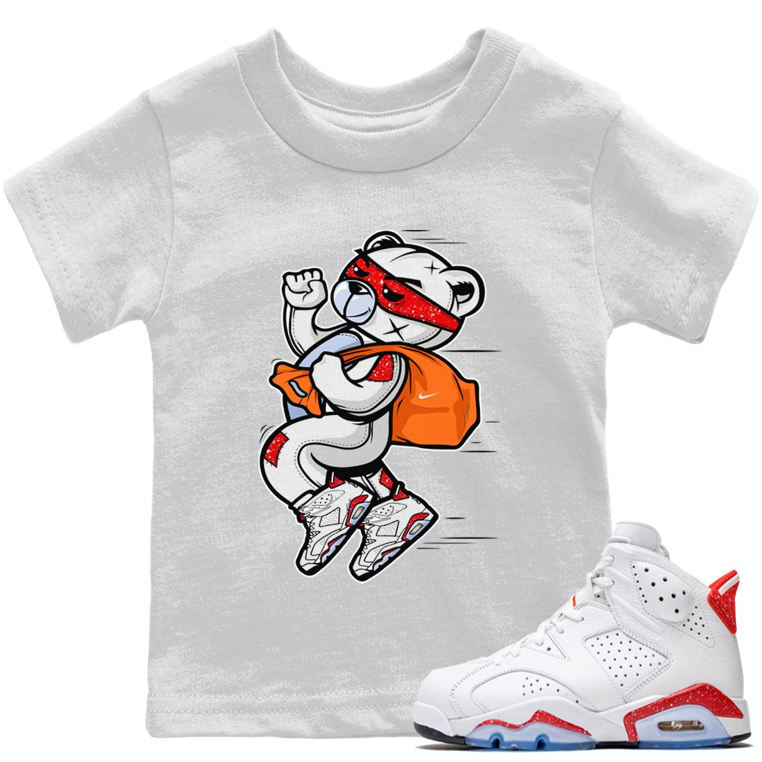 Thief Bear Kids Tops - Air Jordan 6 Red Velvet Cookies