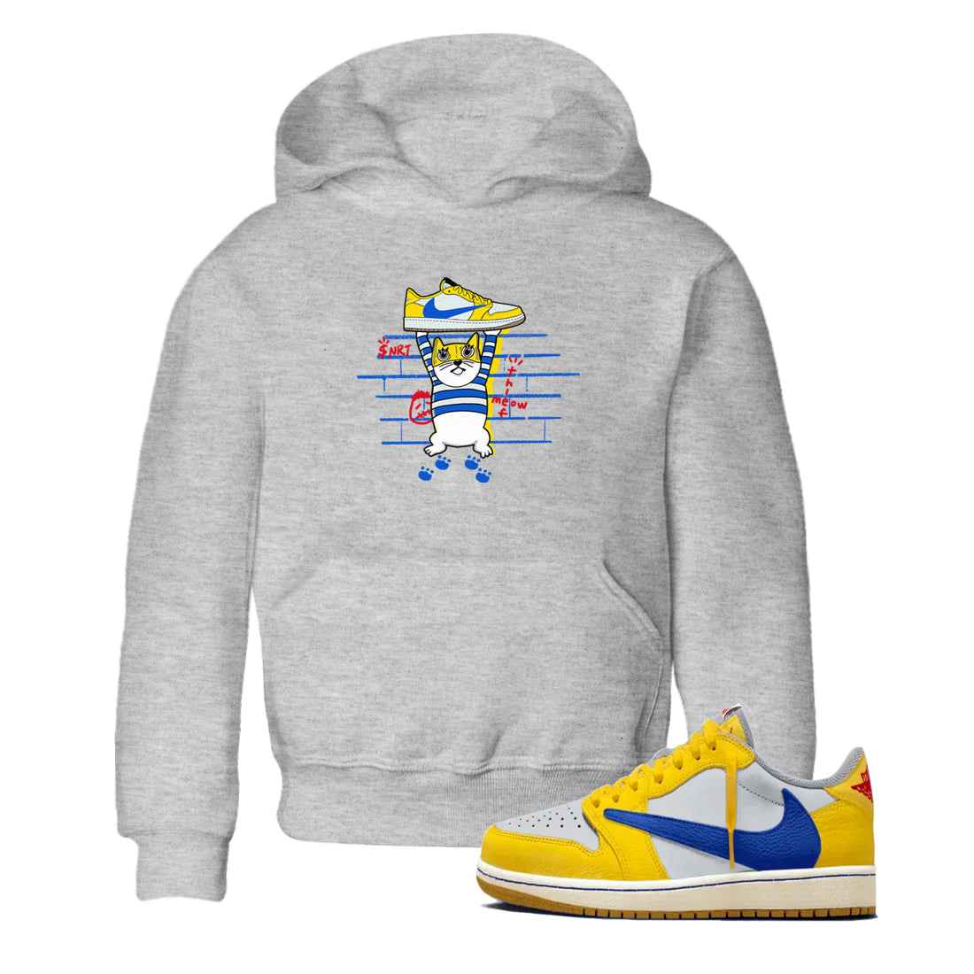 Thief Cat snkmatch Tees Kids - Air Jordan 1 Travis Scott Canary