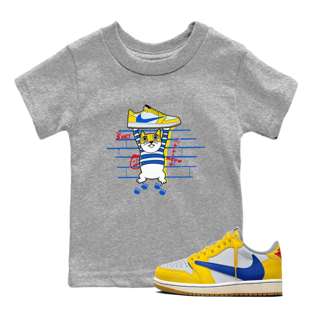 Thief Cat snkmatch Tees Kids - Air Jordan 1 Travis Scott Canary