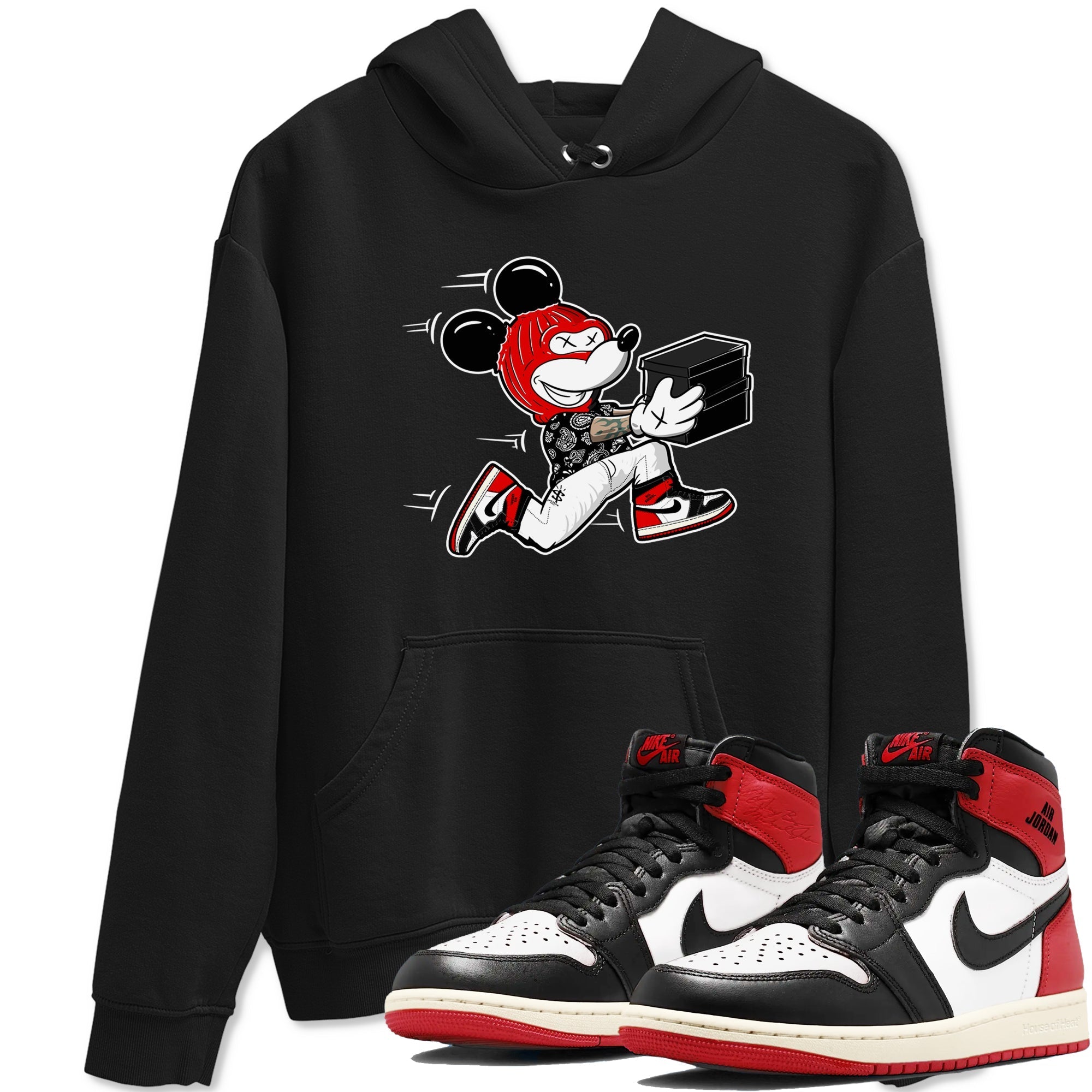 Thief Mouse snkmatch Tees - Air Jordan 1 Black Toe Reimagined