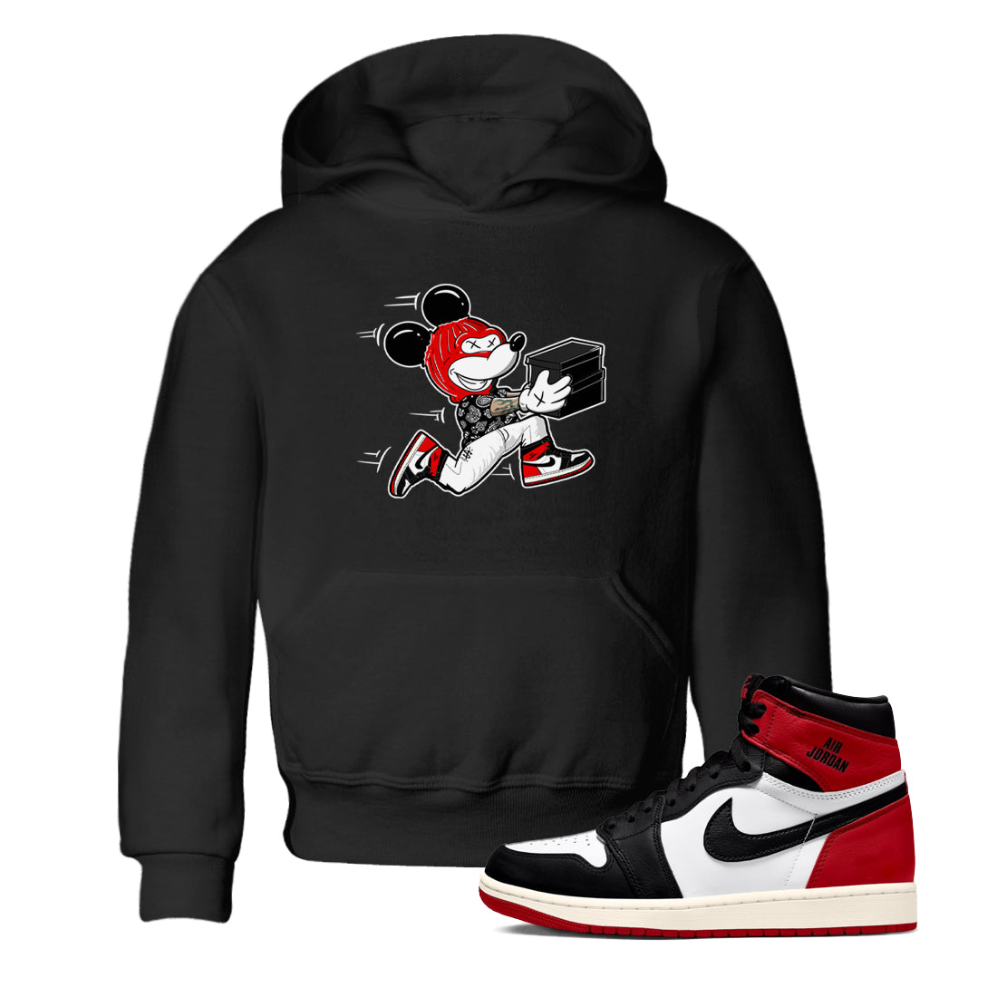 Thief Mouse snkmatch Tees Kids - Air Jordan 1 Black Toe Reimagined