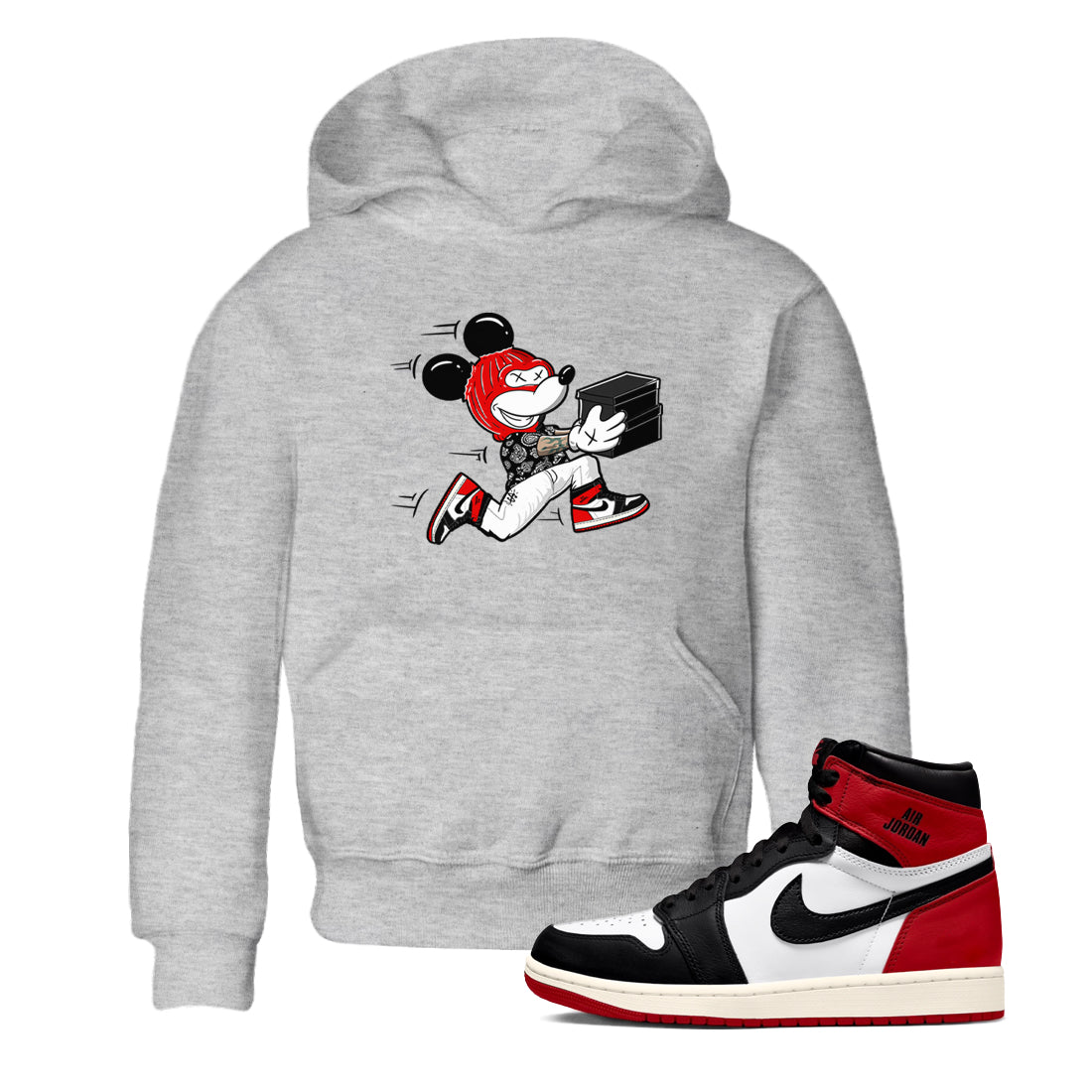 Thief Mouse snkmatch Tees Kids - Air Jordan 1 Black Toe Reimagined