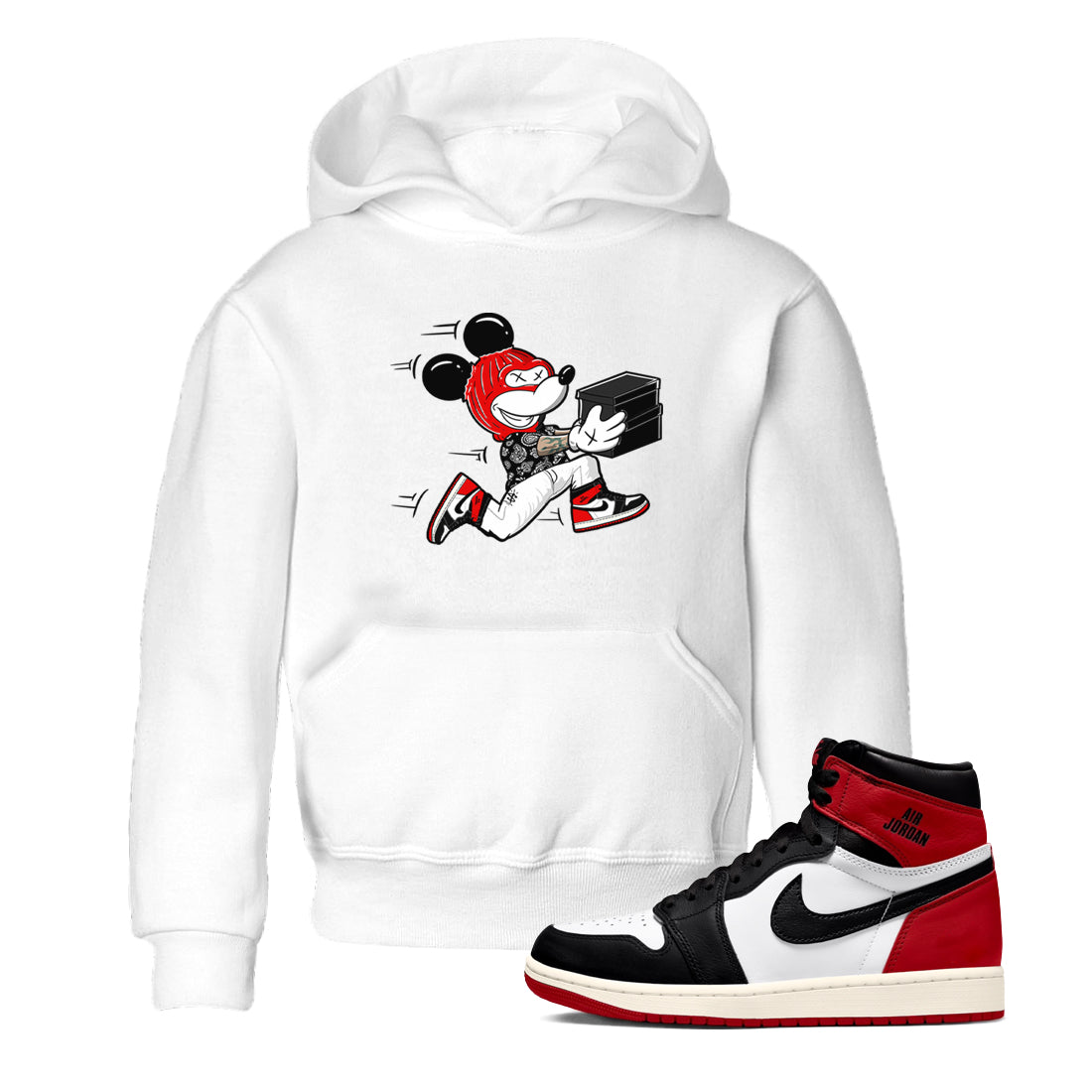 Thief Mouse snkmatch Tees Kids - Air Jordan 1 Black Toe Reimagined