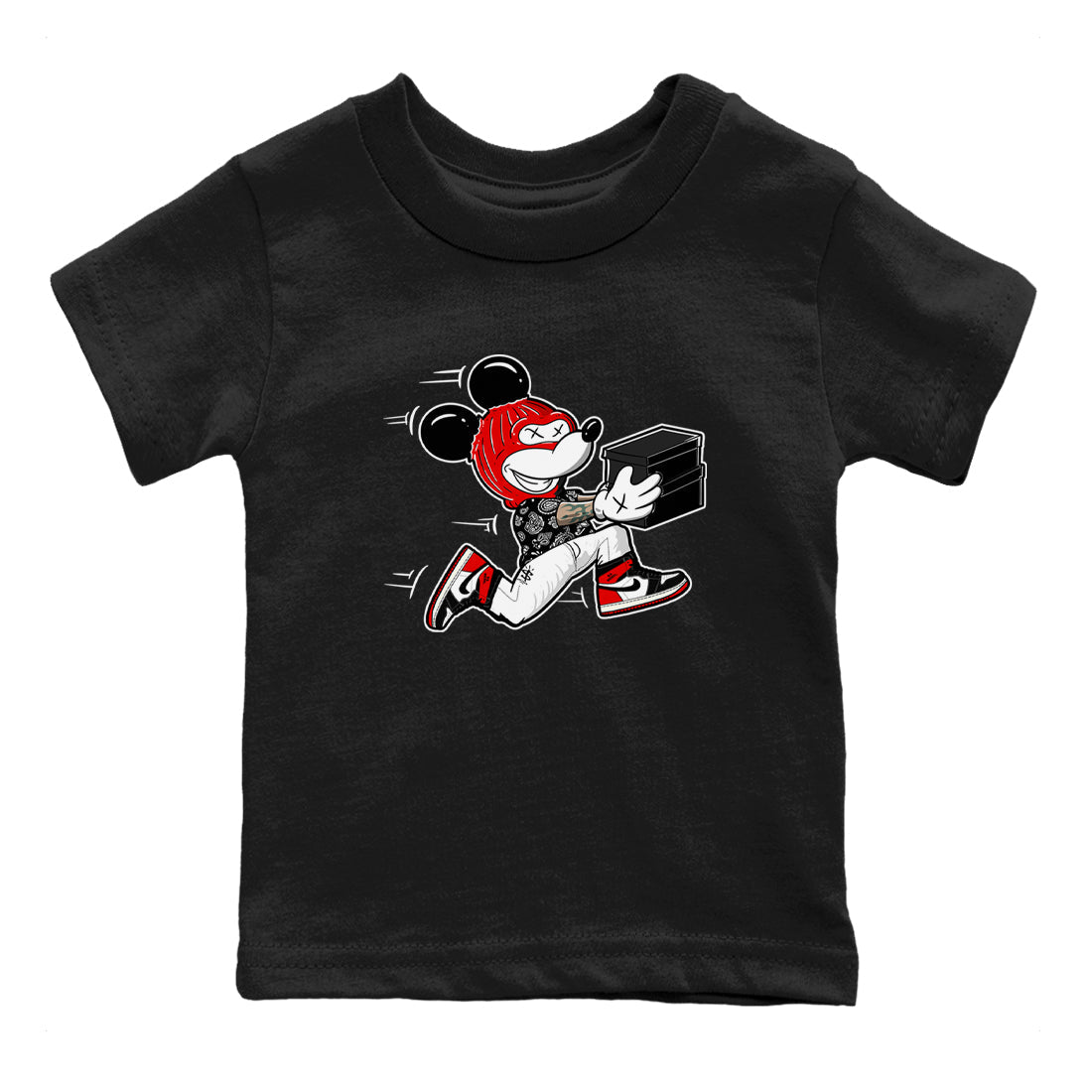 Thief Mouse snkmatch Tees Kids - Air Jordan 1 Black Toe Reimagined