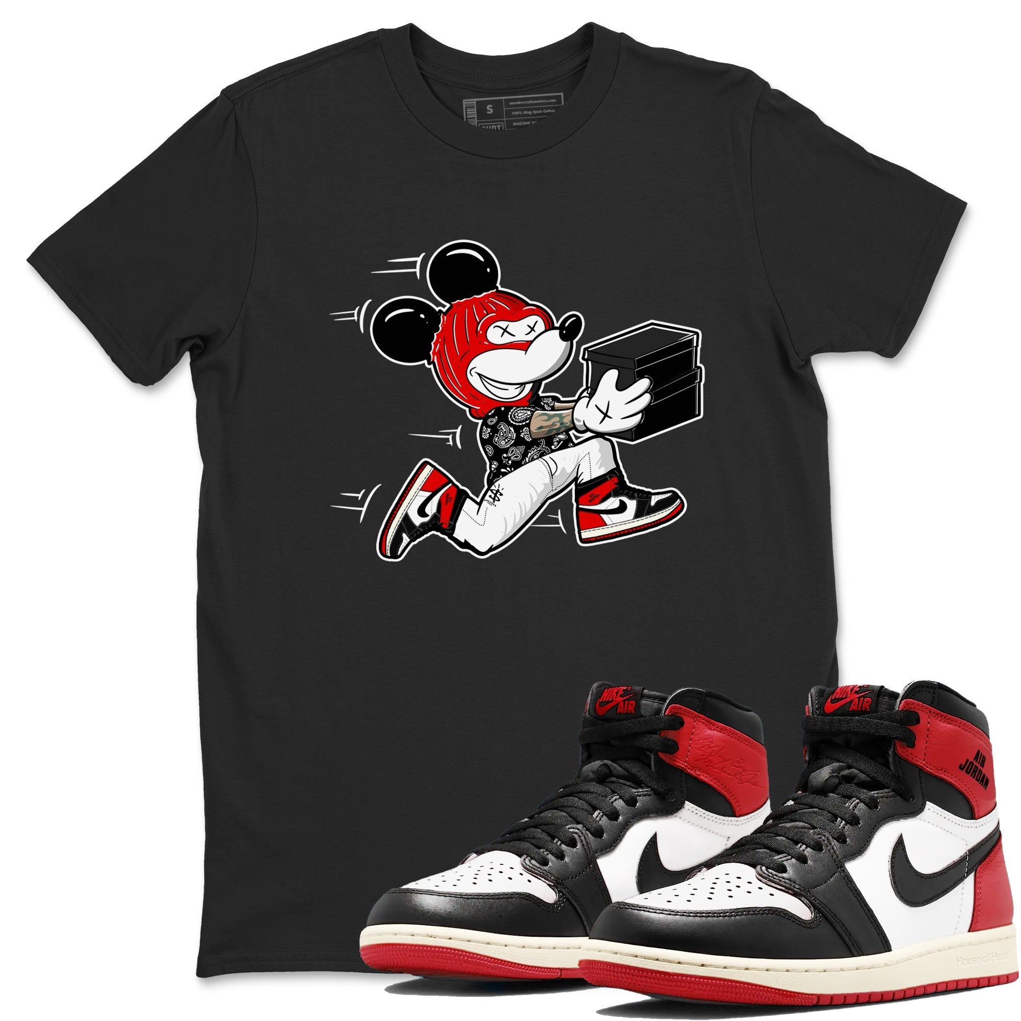 Thief Mouse snkmatch Tees - Air Jordan 1 Black Toe Reimagined