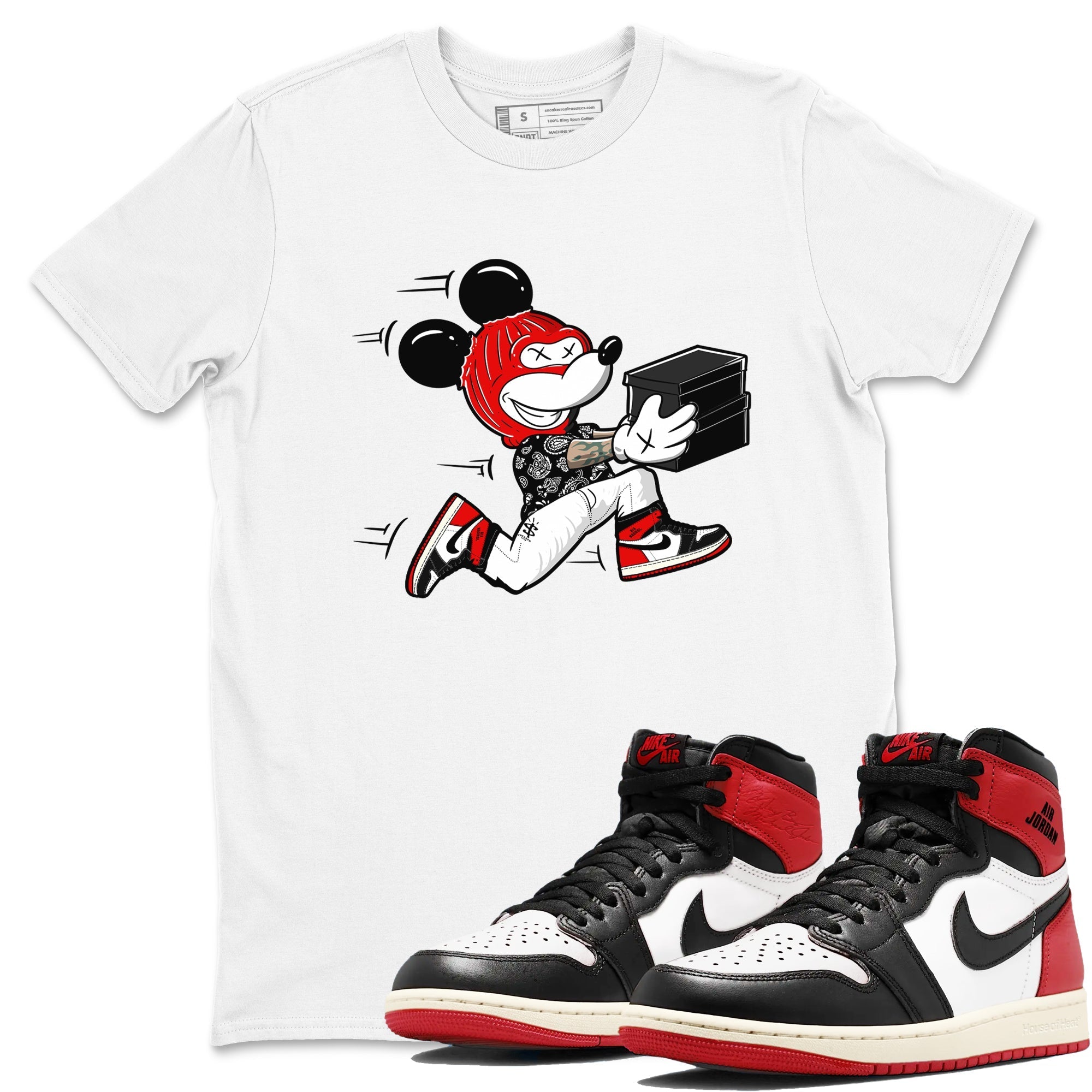 Thief Mouse snkmatch Tees - Air Jordan 1 Black Toe Reimagined
