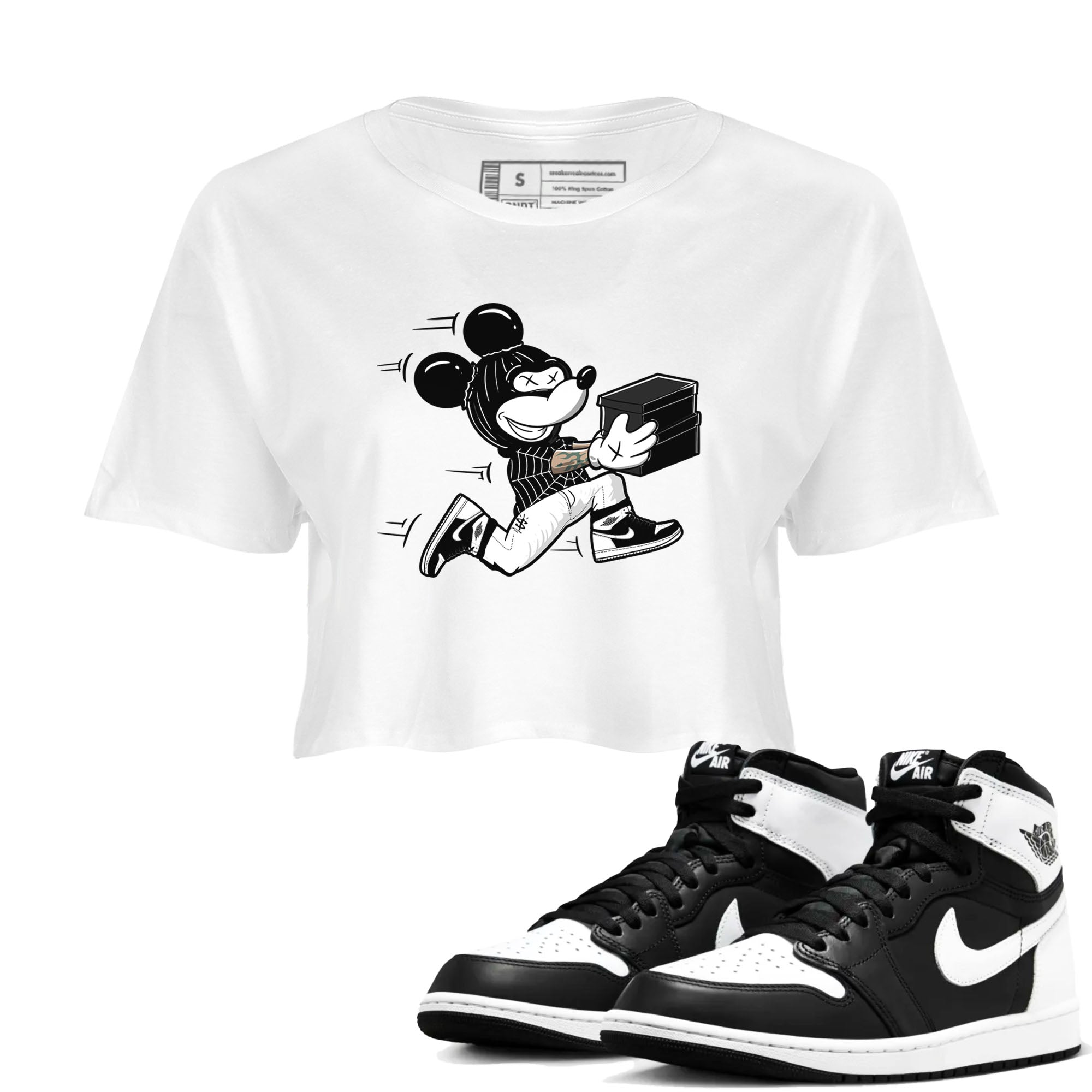 Thief Mouse snkmatch Women's Top - Air Jordan 1 Black White