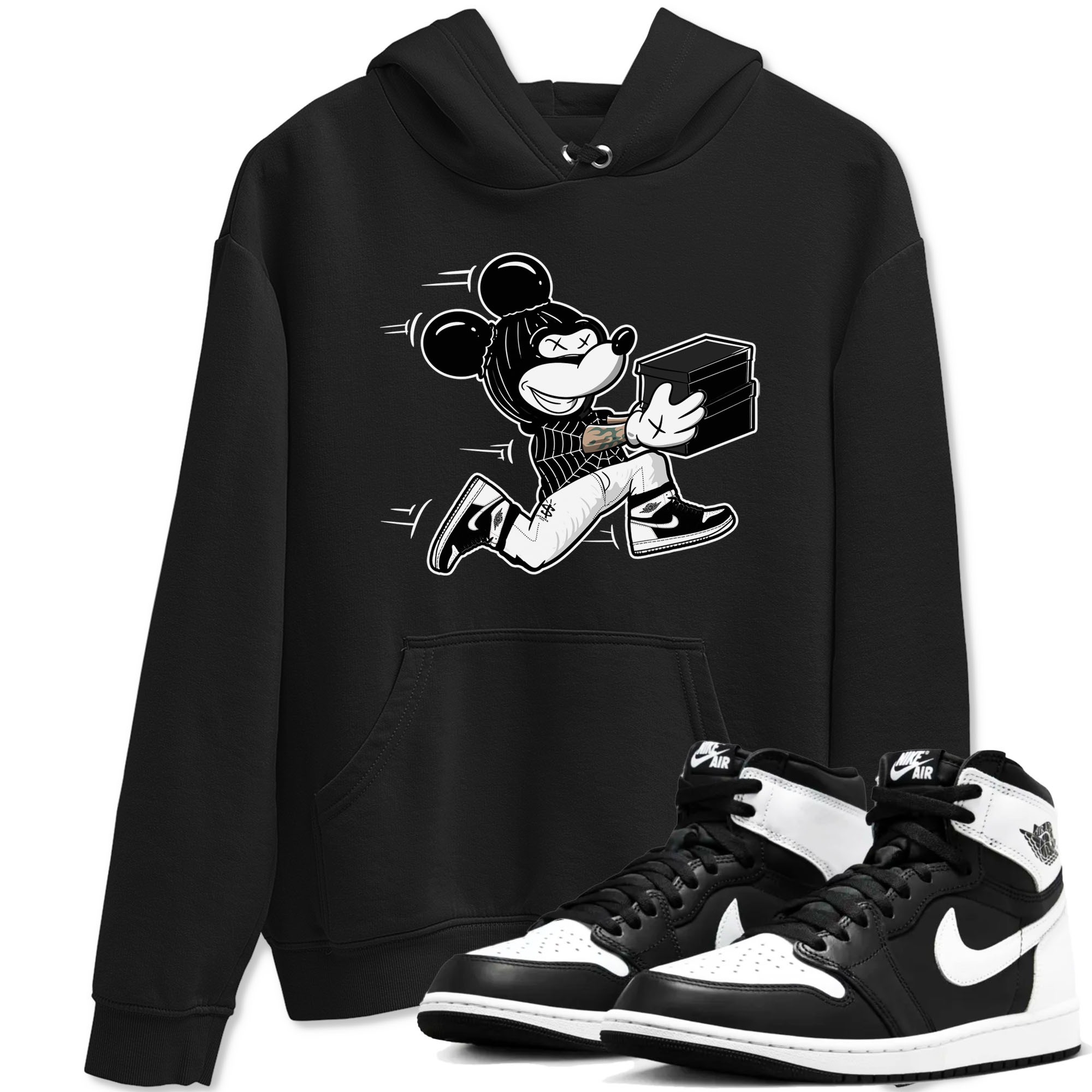Thief Mouse snkmatch Tees - Air Jordan 1 Black White
