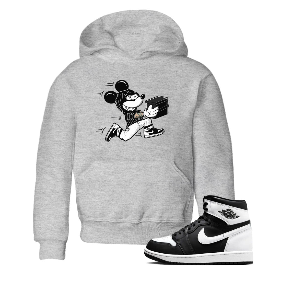 Thief Mouse snkmatch Tees Kids - Air Jordan 1 Black White