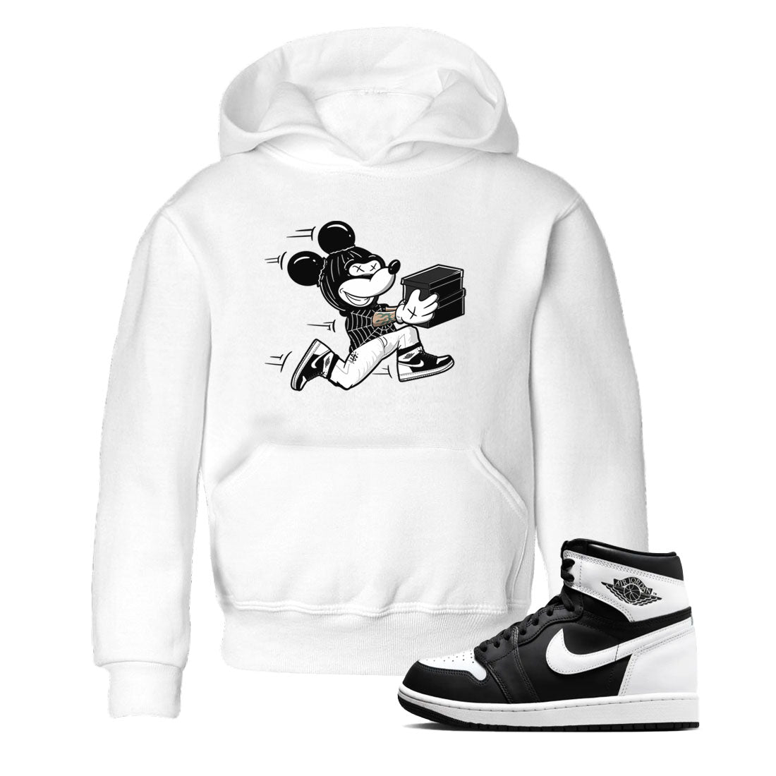 Thief Mouse snkmatch Tees Kids - Air Jordan 1 Black White