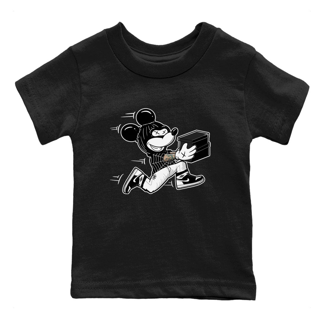 Thief Mouse snkmatch Tees Kids - Air Jordan 1 Black White