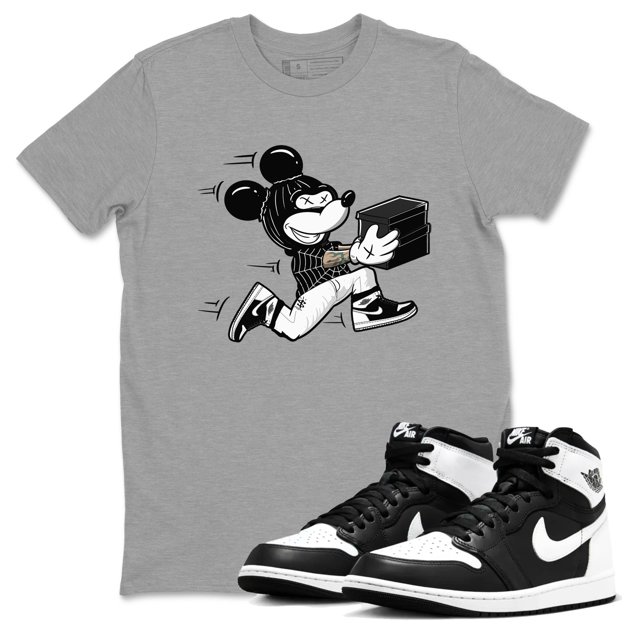 Thief Mouse snkmatch Tees - Air Jordan 1 Black White