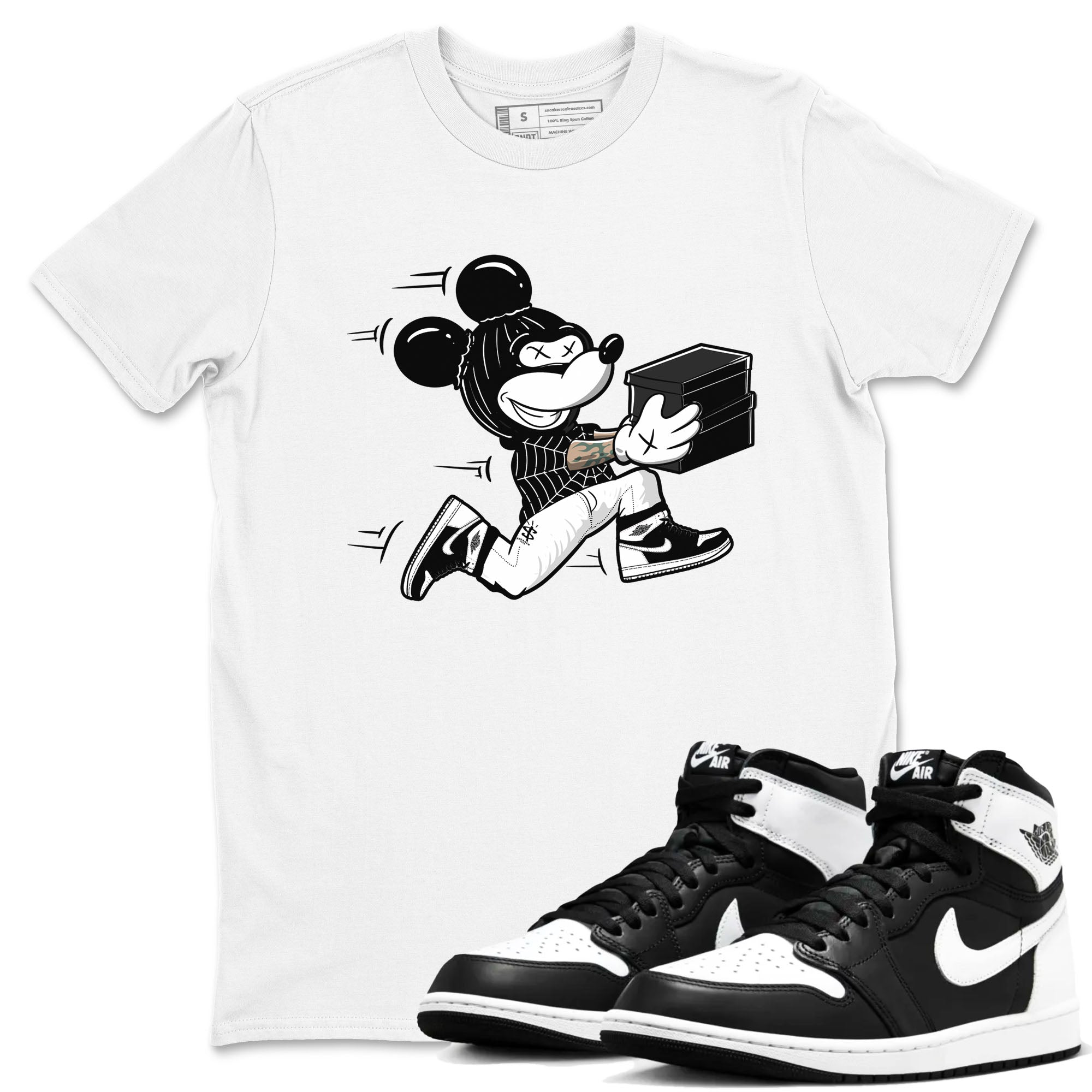 Thief Mouse snkmatch Tees - Air Jordan 1 Black White