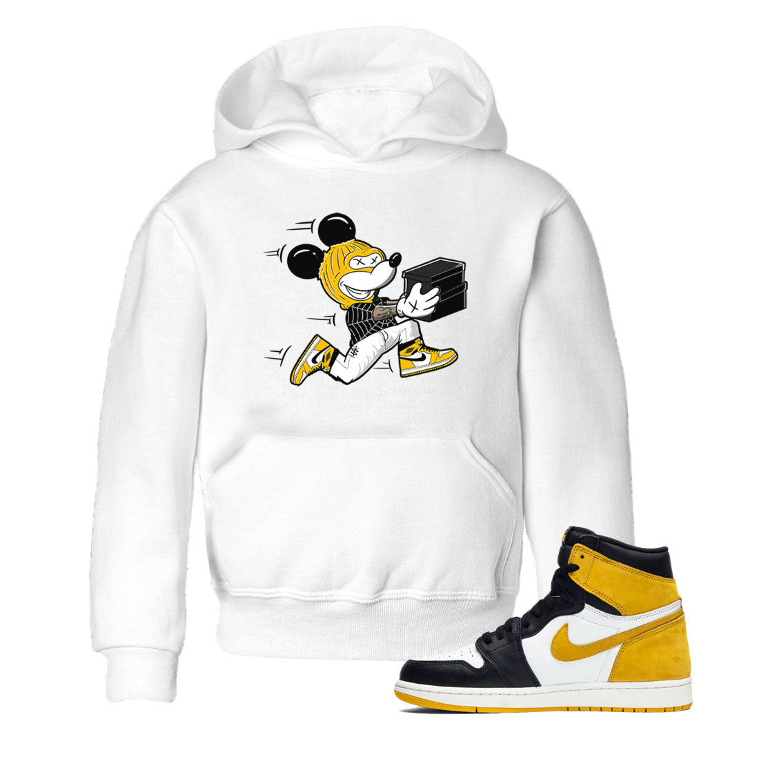 Thief Mouse snkmatch Tees Kids - Air Jordan 1 Yellow Ochre