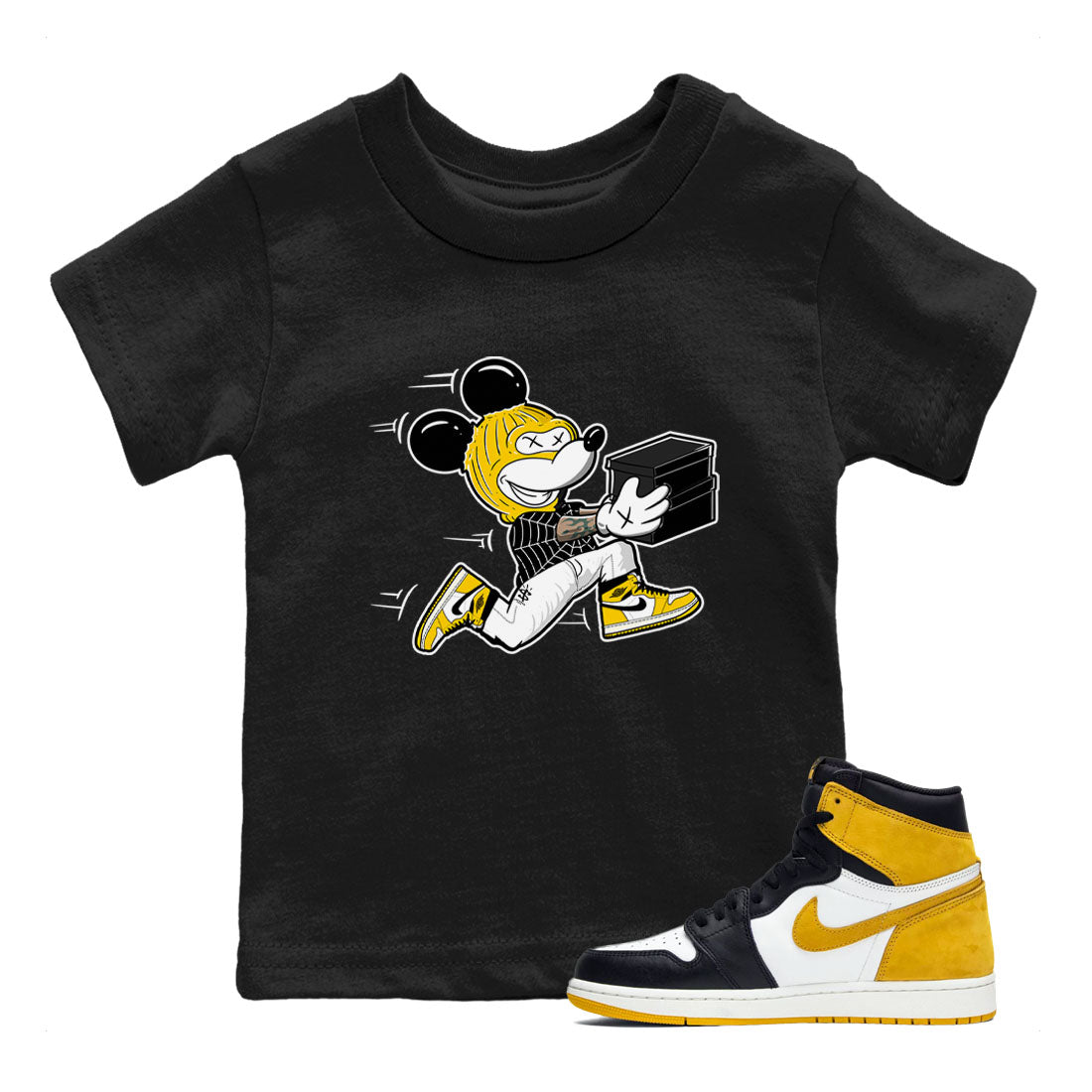Thief Mouse snkmatch Tees Kids - Air Jordan 1 Yellow Ochre