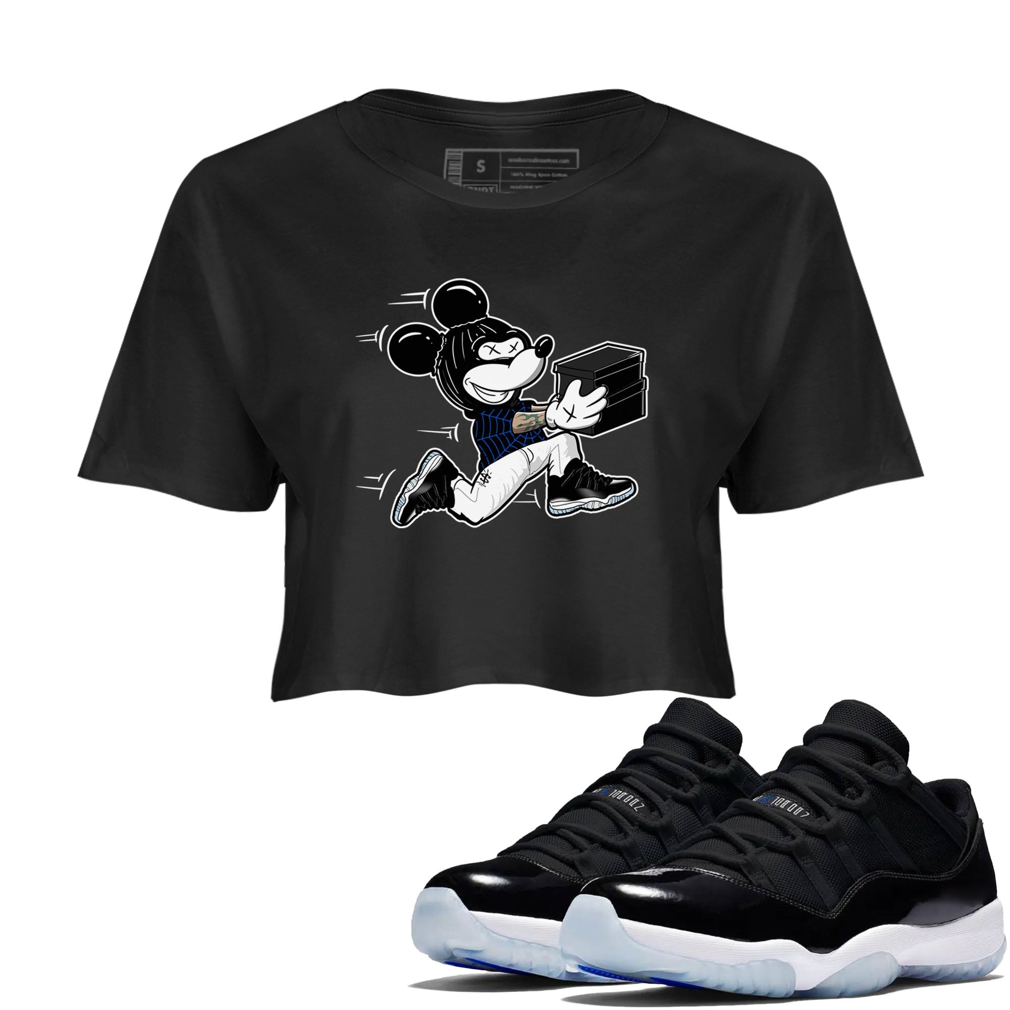 Thief Mouse snkmatch Women's Top - Air Jordan 11 Black and Varsity Royal