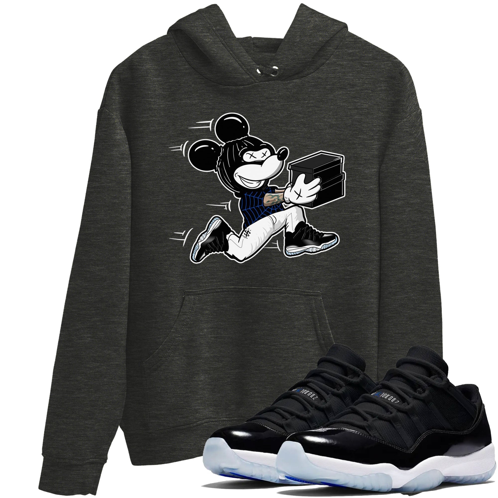 Thief Mouse snkmatch Tees - Air Jordan 11 Black and Varsity Royal