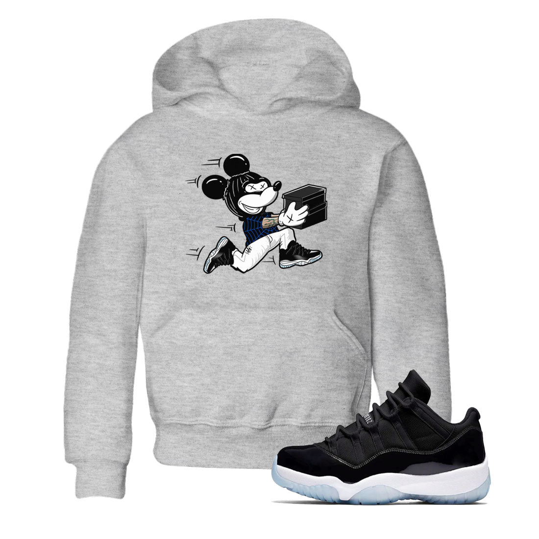 Thief Mouse snkmatch Tees Kids - Air Jordan 11 Black and Varsity Royal