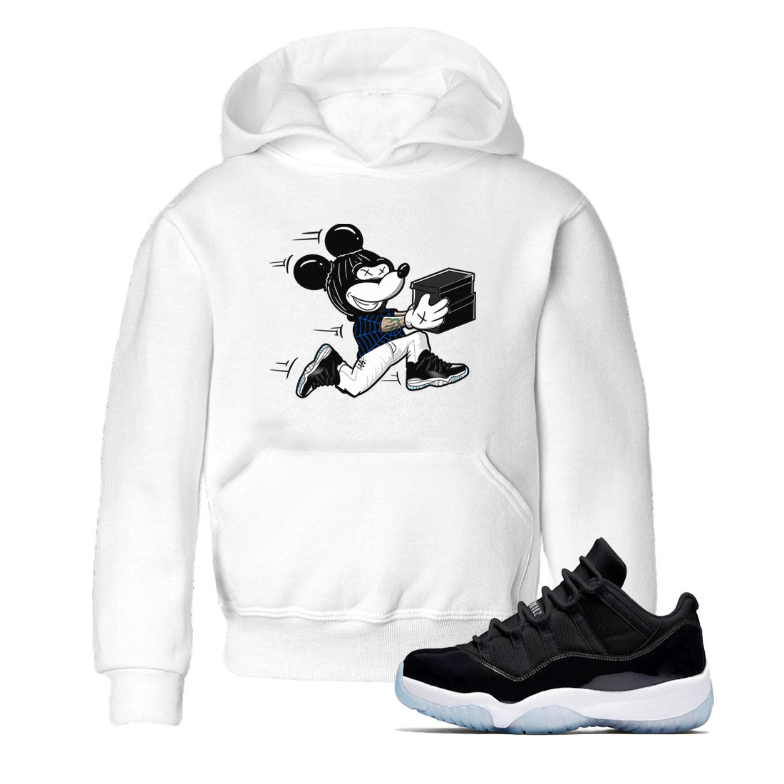 Thief Mouse snkmatch Tees Kids - Air Jordan 11 Black and Varsity Royal
