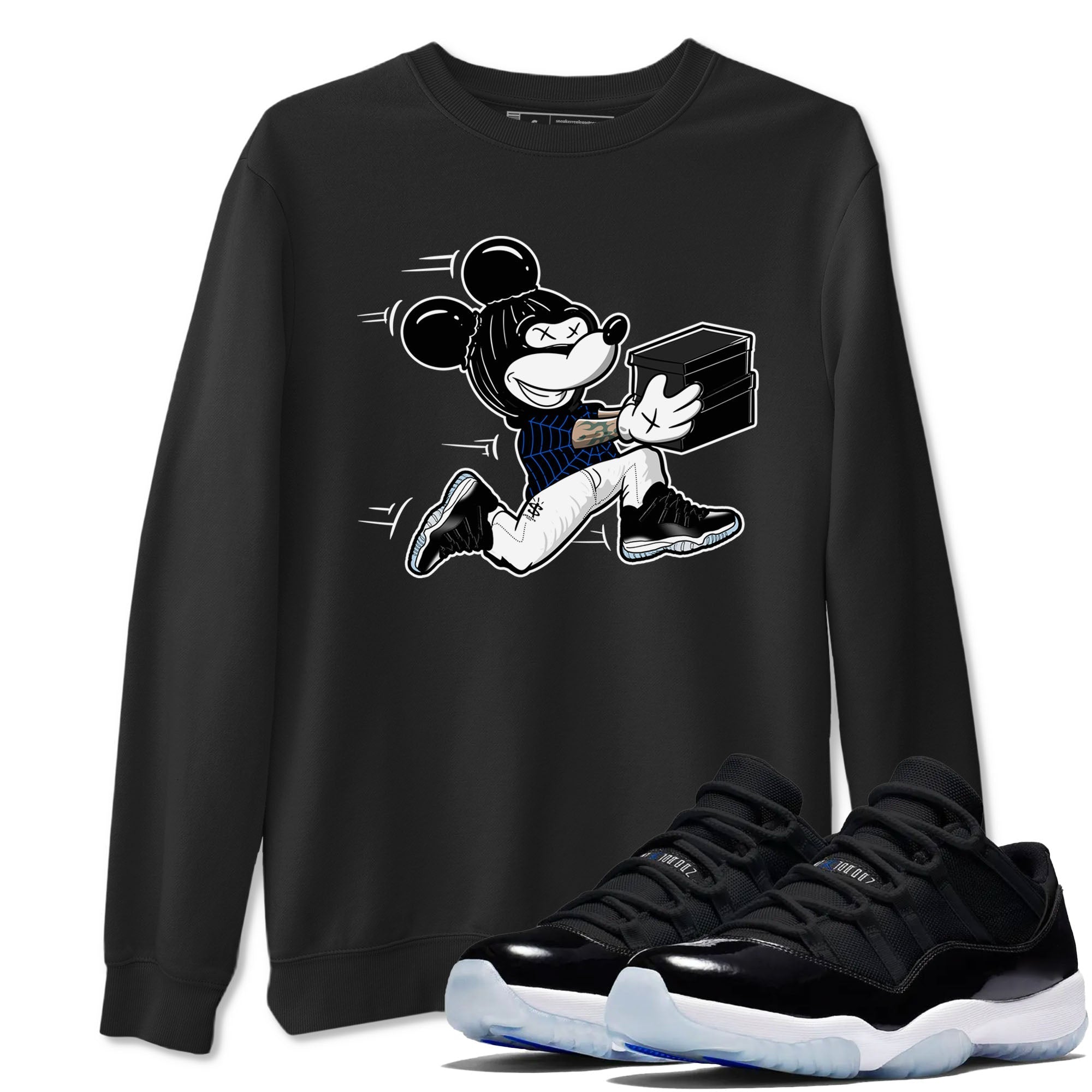 Thief Mouse snkmatch Tees - Air Jordan 11 Black and Varsity Royal