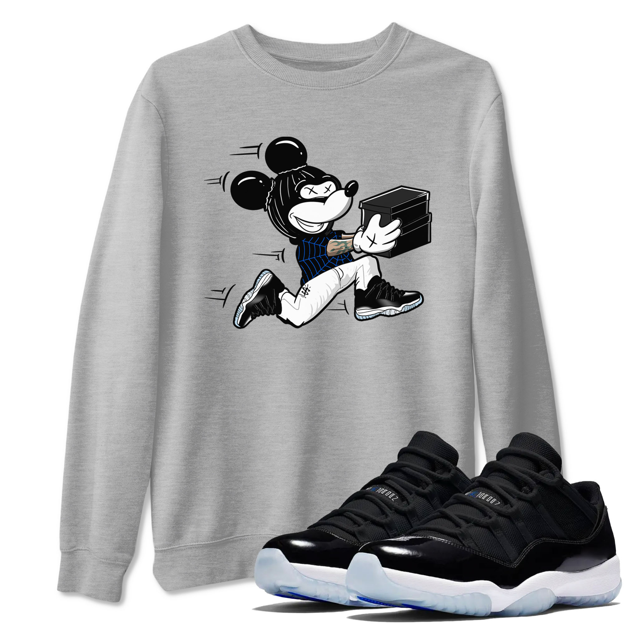 Thief Mouse snkmatch Tees - Air Jordan 11 Black and Varsity Royal