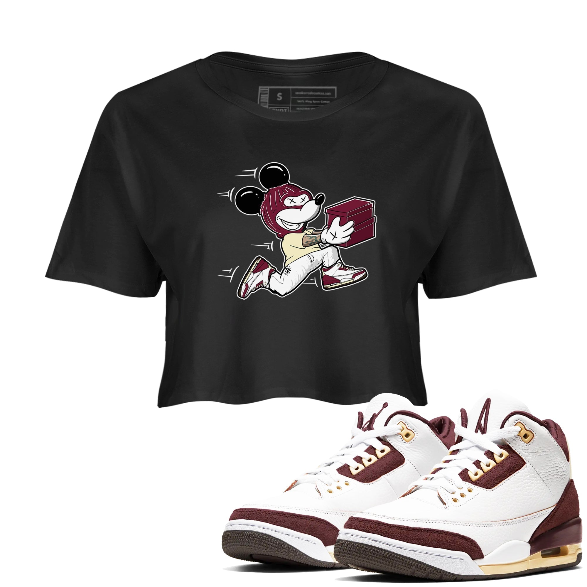 Thief Mouse snkmatch Women's Top - Air Jordan 3 A Ma Maniere x Burgundy Crush