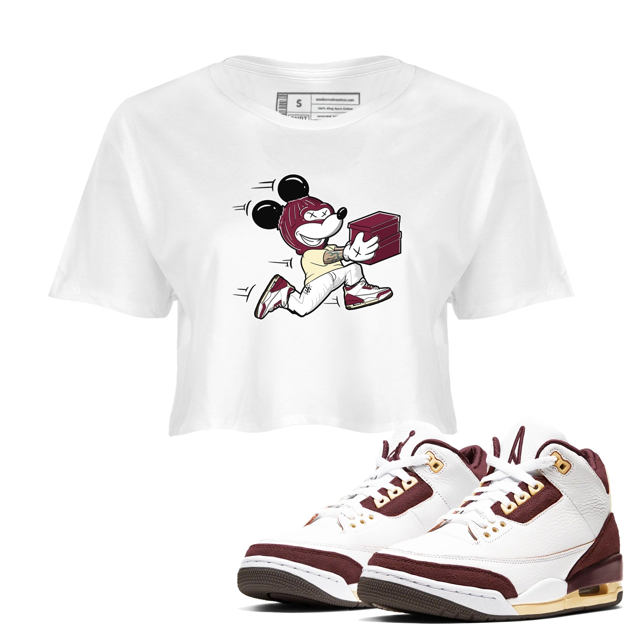 Thief Mouse snkmatch Women's Top - Air Jordan 3 A Ma Maniere x Burgundy Crush