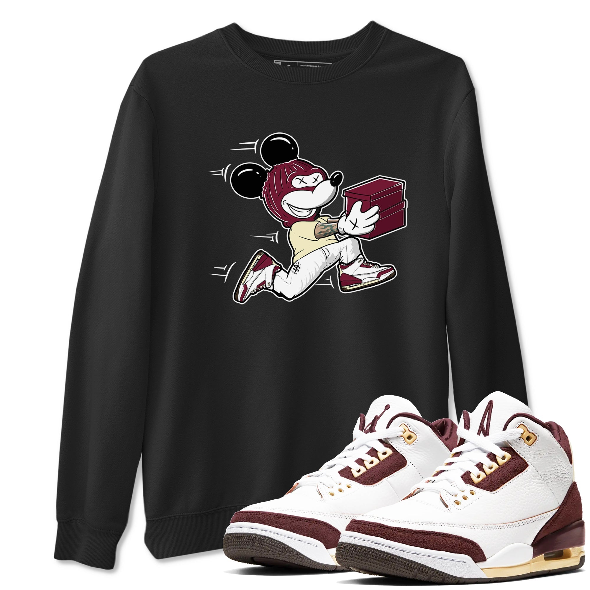 Thief Mouse snkmatch Tees - Air Jordan 3 A Ma Maniere x Burgundy Crush