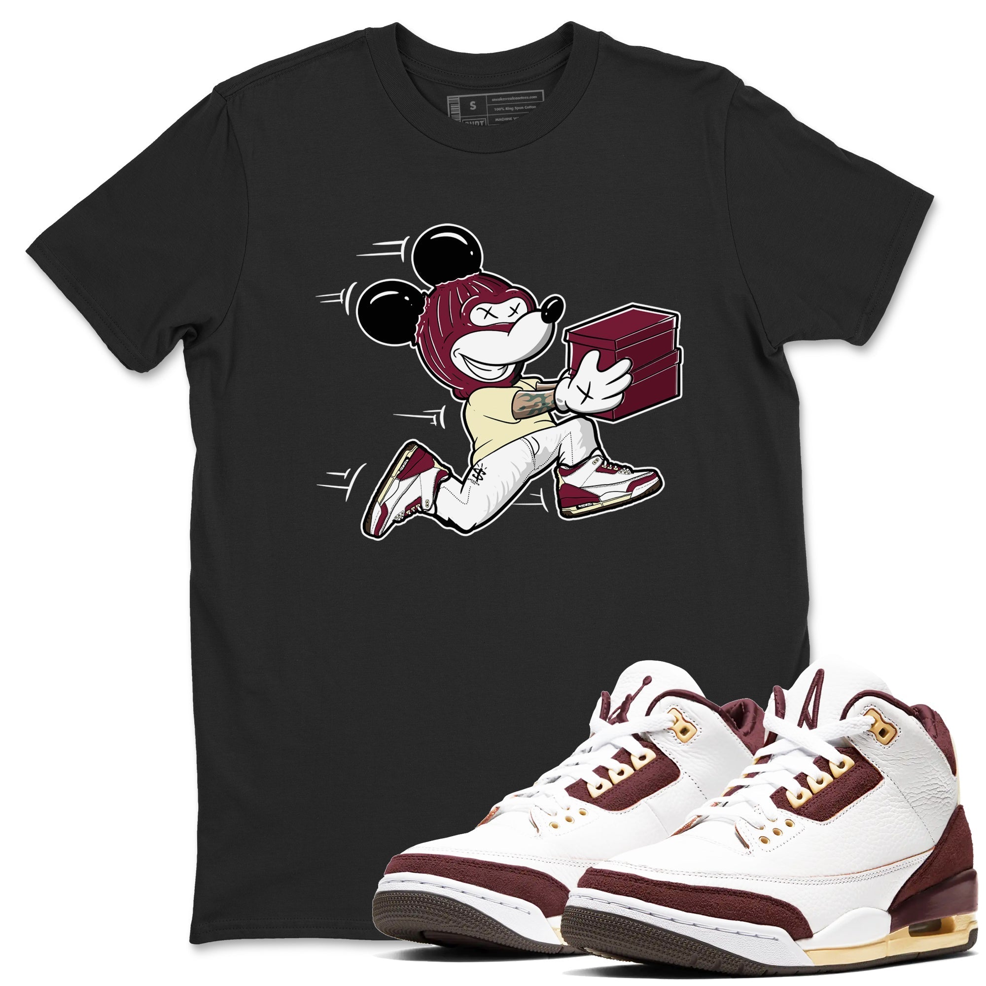 Thief Mouse snkmatch Tees - Air Jordan 3 A Ma Maniere x Burgundy Crush