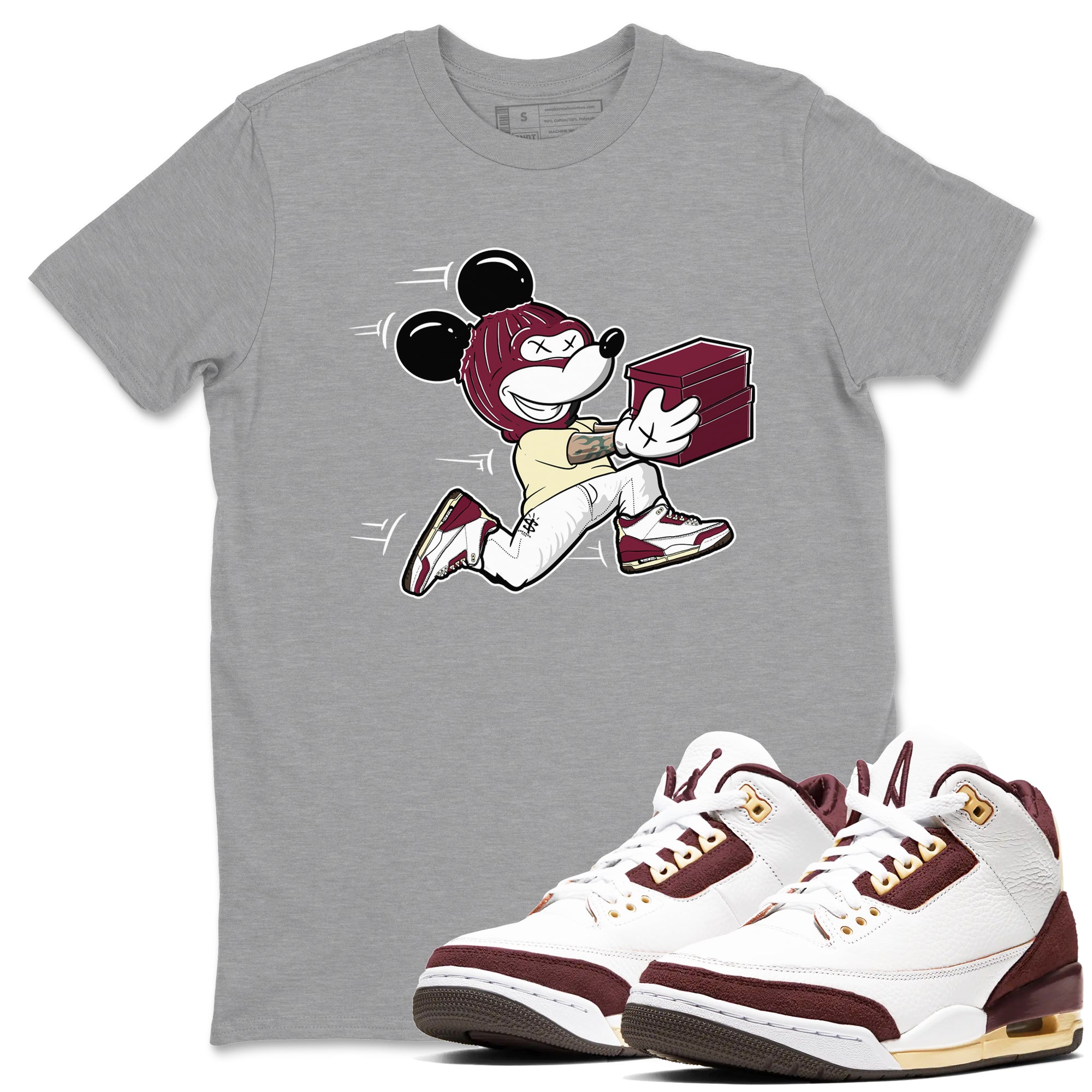 Thief Mouse snkmatch Tees - Air Jordan 3 A Ma Maniere x Burgundy Crush