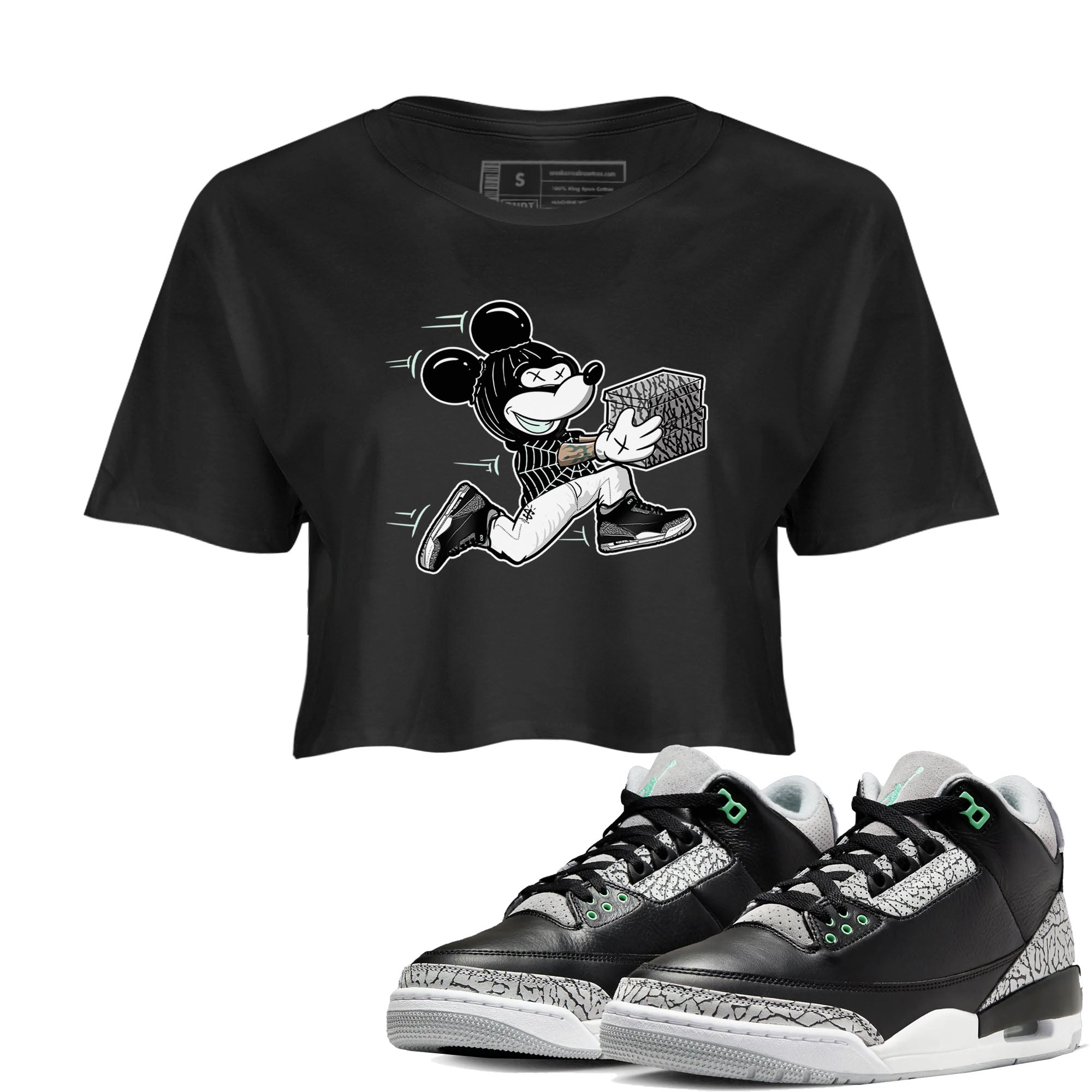 Thief Mouse snkmatch Women's Top - Air Jordan 3 Green Glow