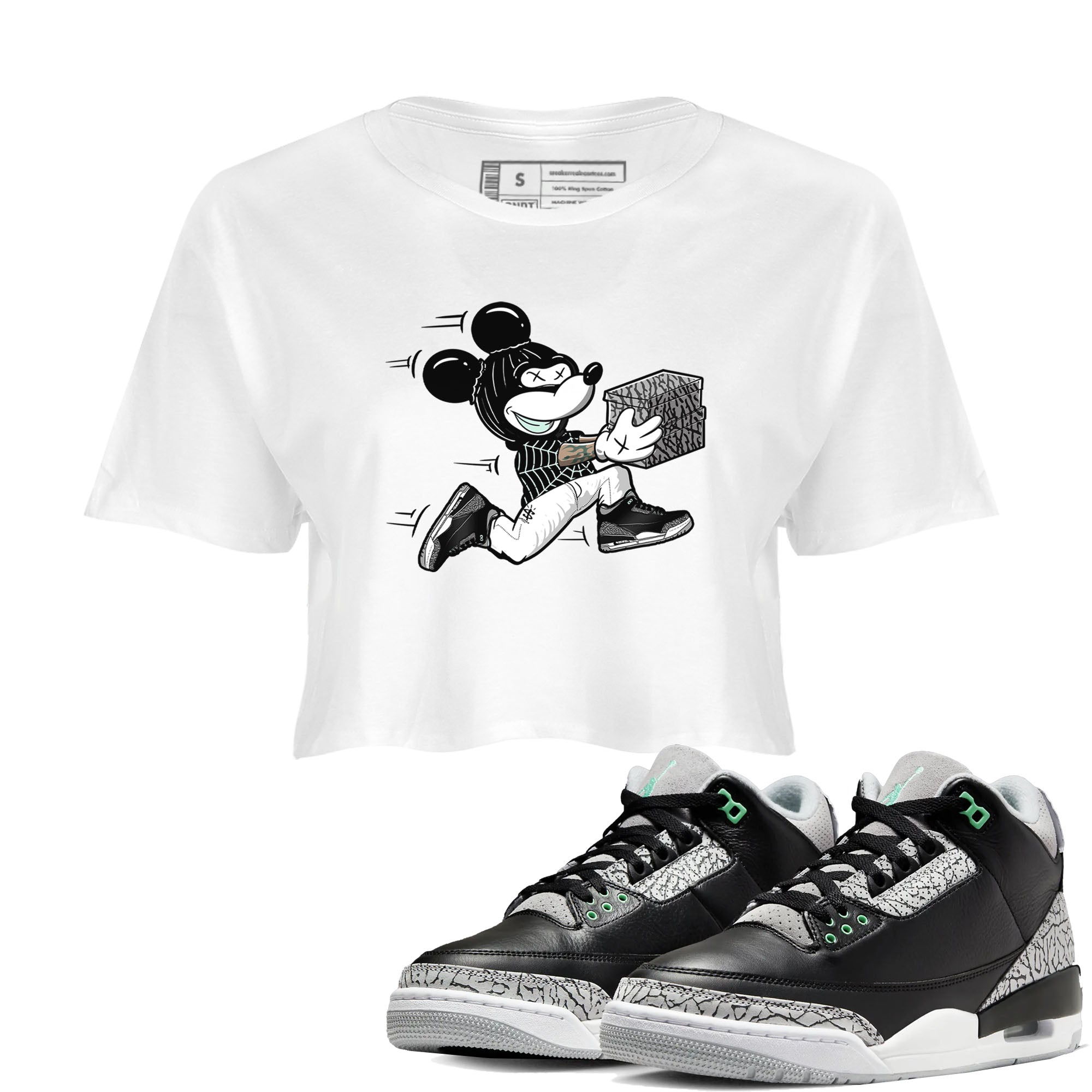 Thief Mouse snkmatch Women's Top - Air Jordan 3 Green Glow